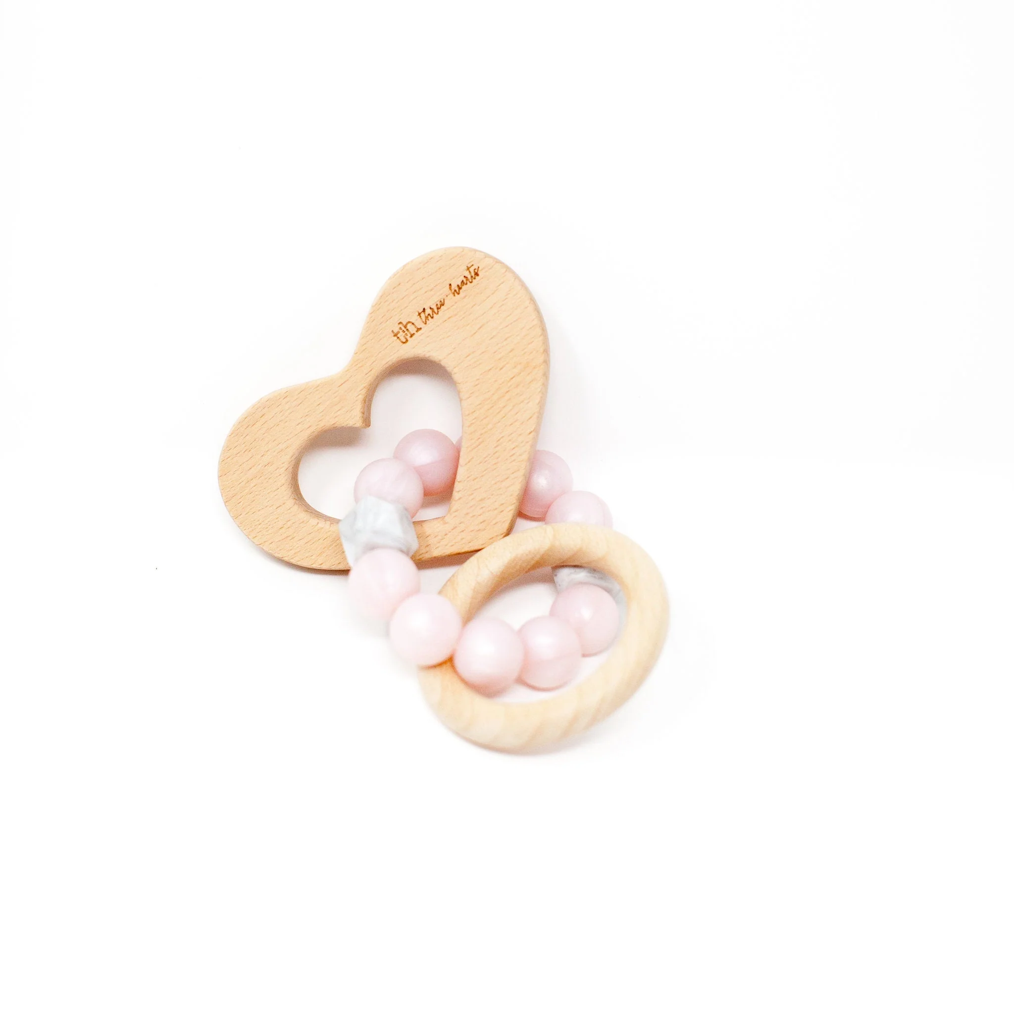 Three Hearts Heart Rattle - Natural Beech Wood - Image 2