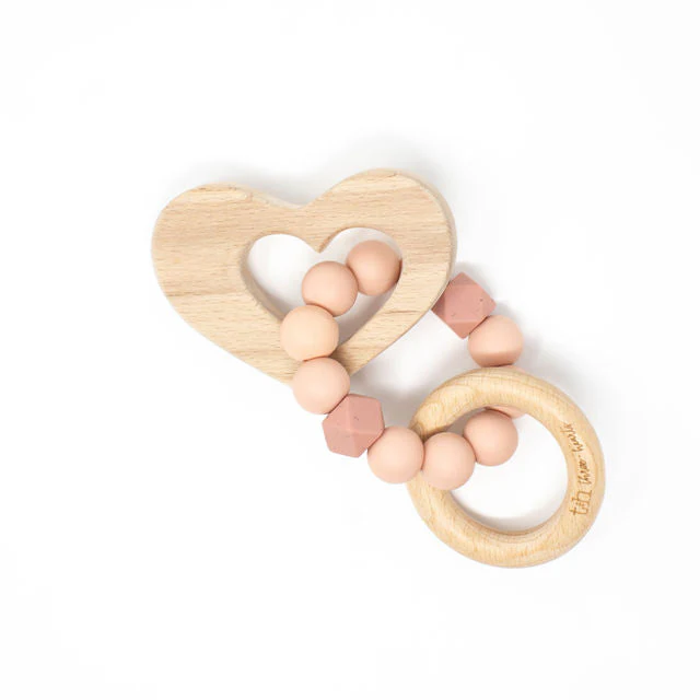 Three Hearts Heart Rattle - Natural Beech Wood - Image 6