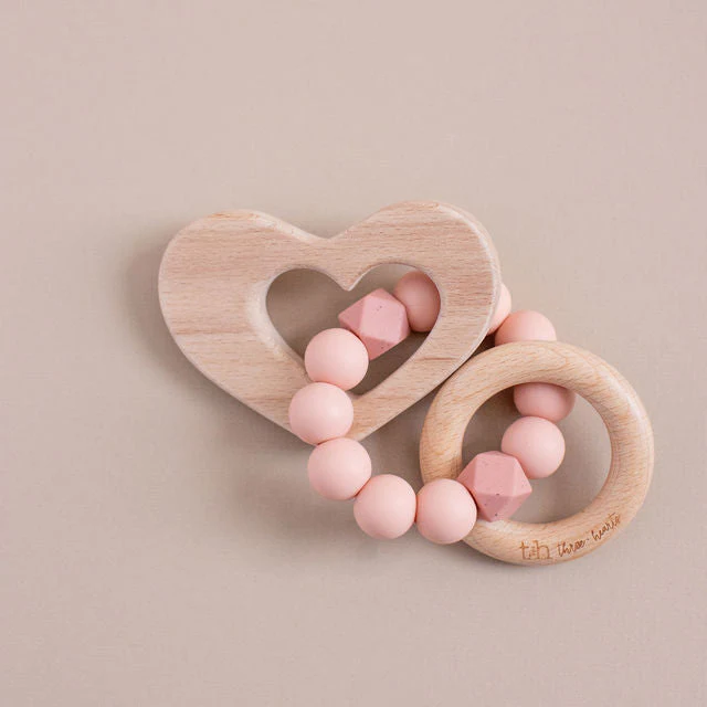 Three Hearts Heart Rattle - Natural Beech Wood - Image 7