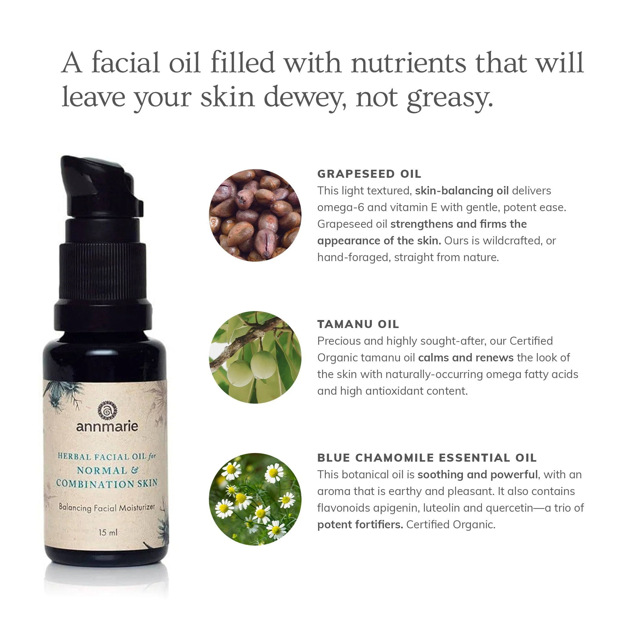 Annmarie Skin Care Herbal Facial Oil for Normal & Combination Skin (15ml) - Image 2