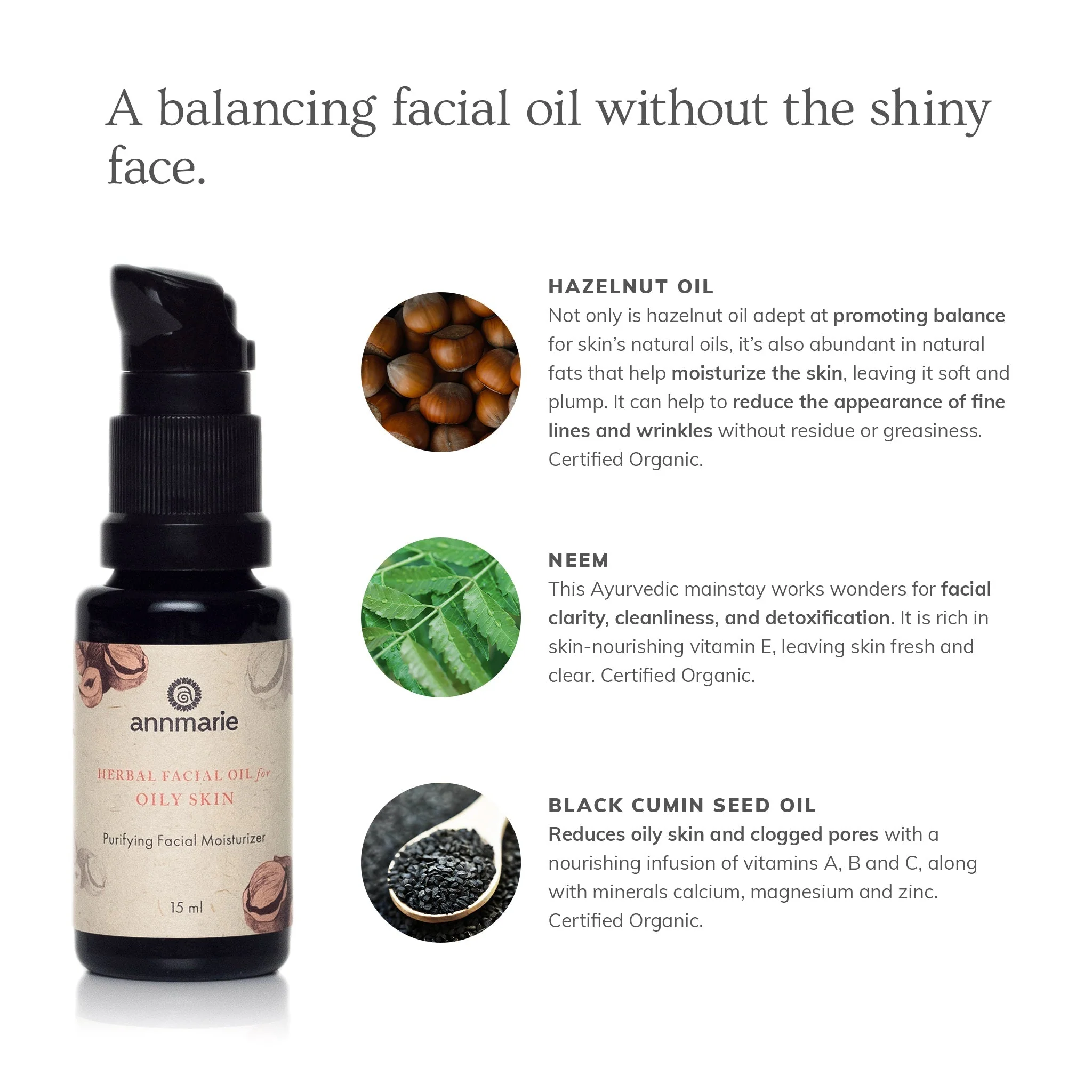 Annmarie Skin Care Herbal Facial Oil for Oily Skin (15ml) - Image 3