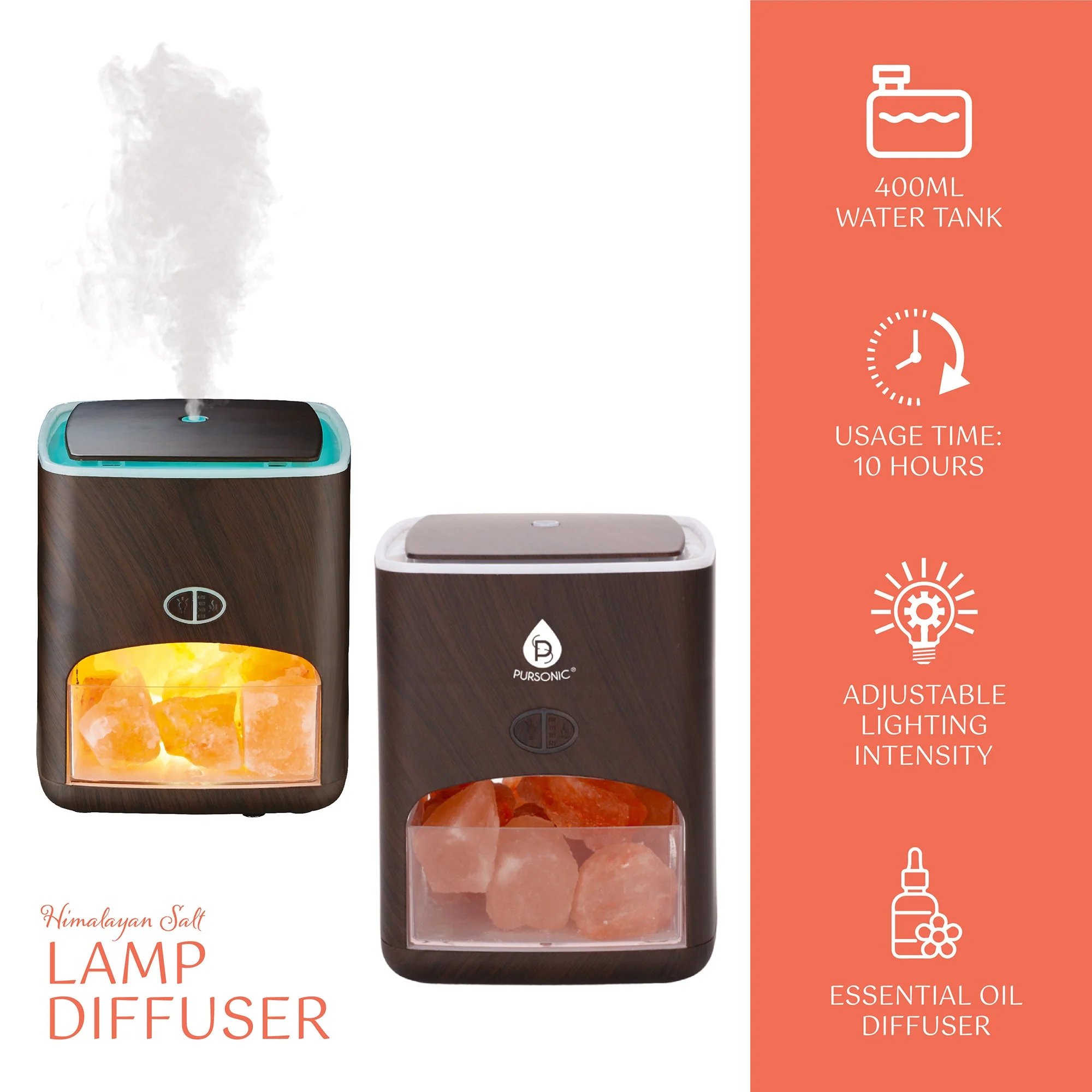 Pursonic Himalayan Salt Lamp Diffuser - 3-in-1 Wellness Device - Image 2