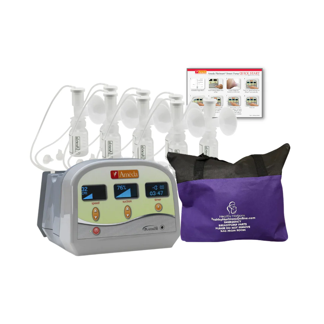 Healthy Horizons Hospital Grade Breast Pump, 4 Attachment Kits, and Emergency Spare Parts Bag (Platinum)