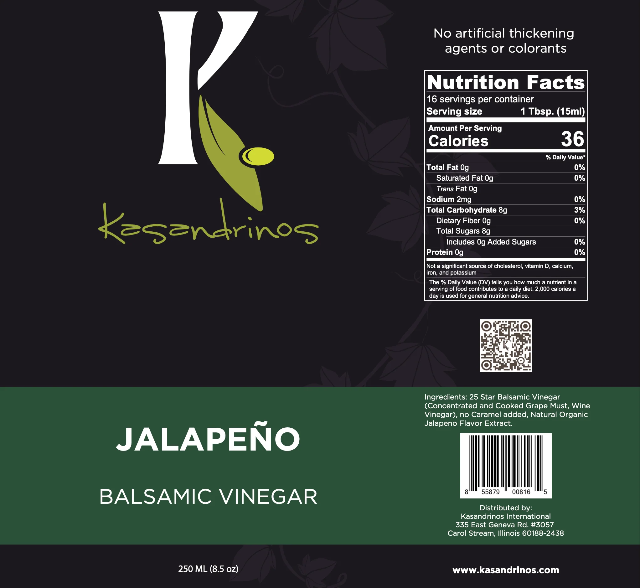 Kasandrinos International Jalapeño Balsamic Vinegar - 250ml - Image 5