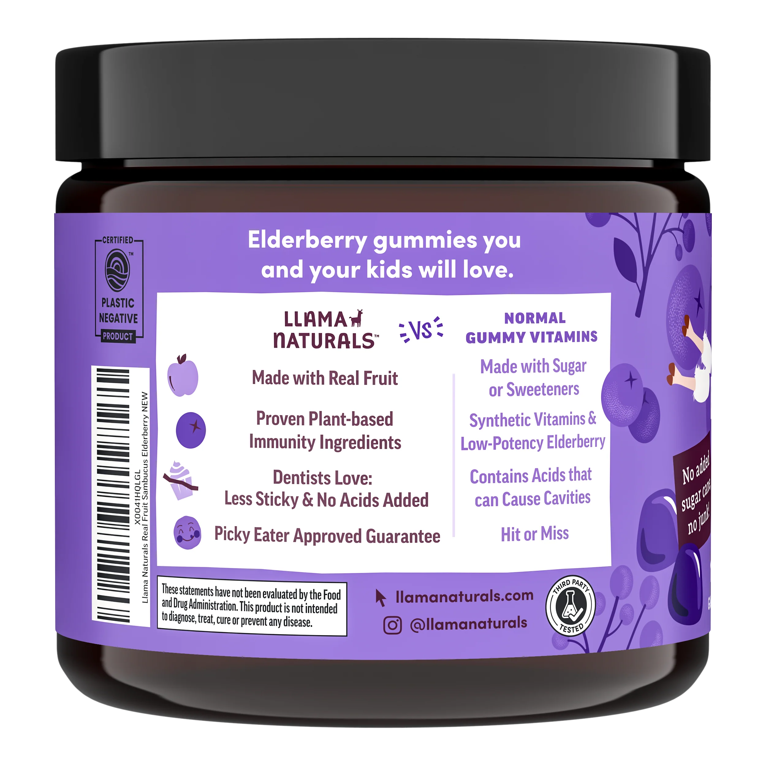 Llama Naturals Kids Elderberry Immunity Gummies (120 ct) - Image 4