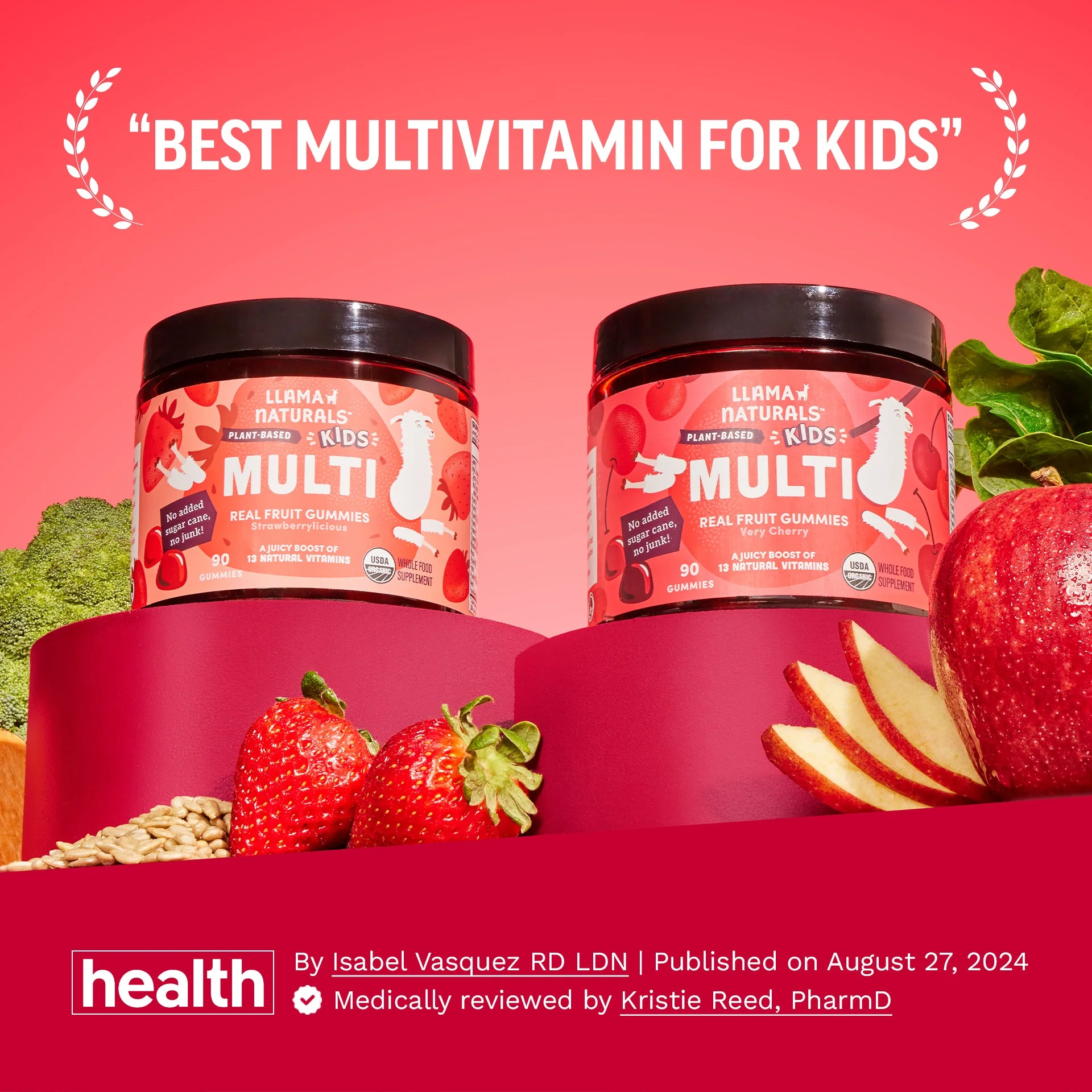 Llama Naturals Organic Kids Multivitamin - Strawberry Gummies - Image 2