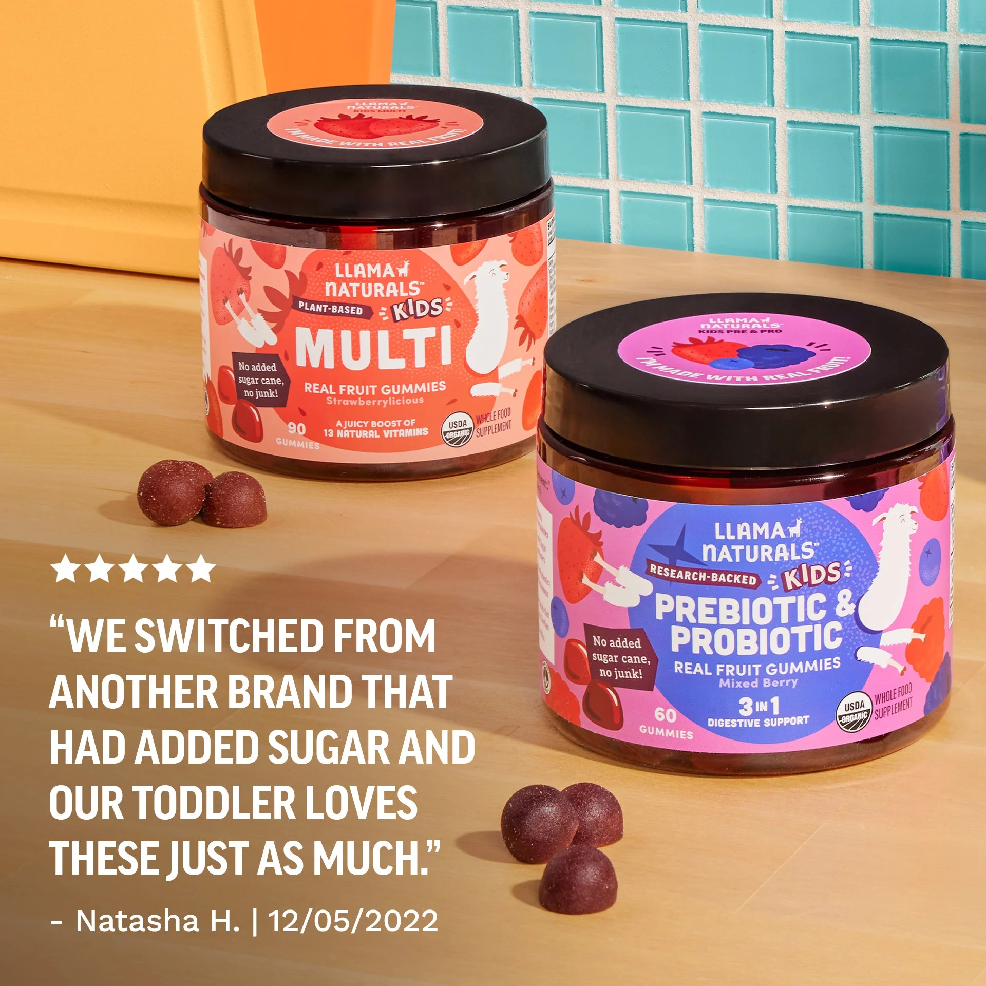 Llama Naturals Organic Kids Multivitamin - Strawberry Gummies - Image 3