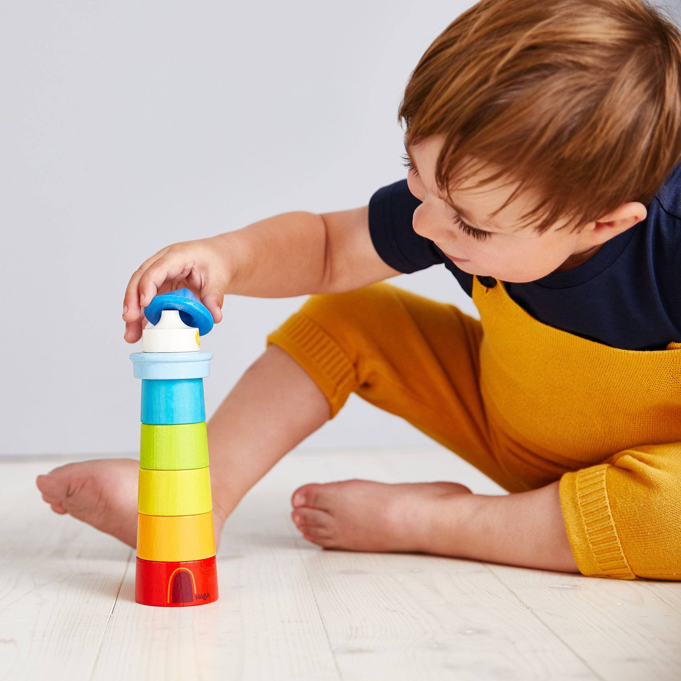 HABA Lighthouse Wooden Rainbow Stacker - Image 2