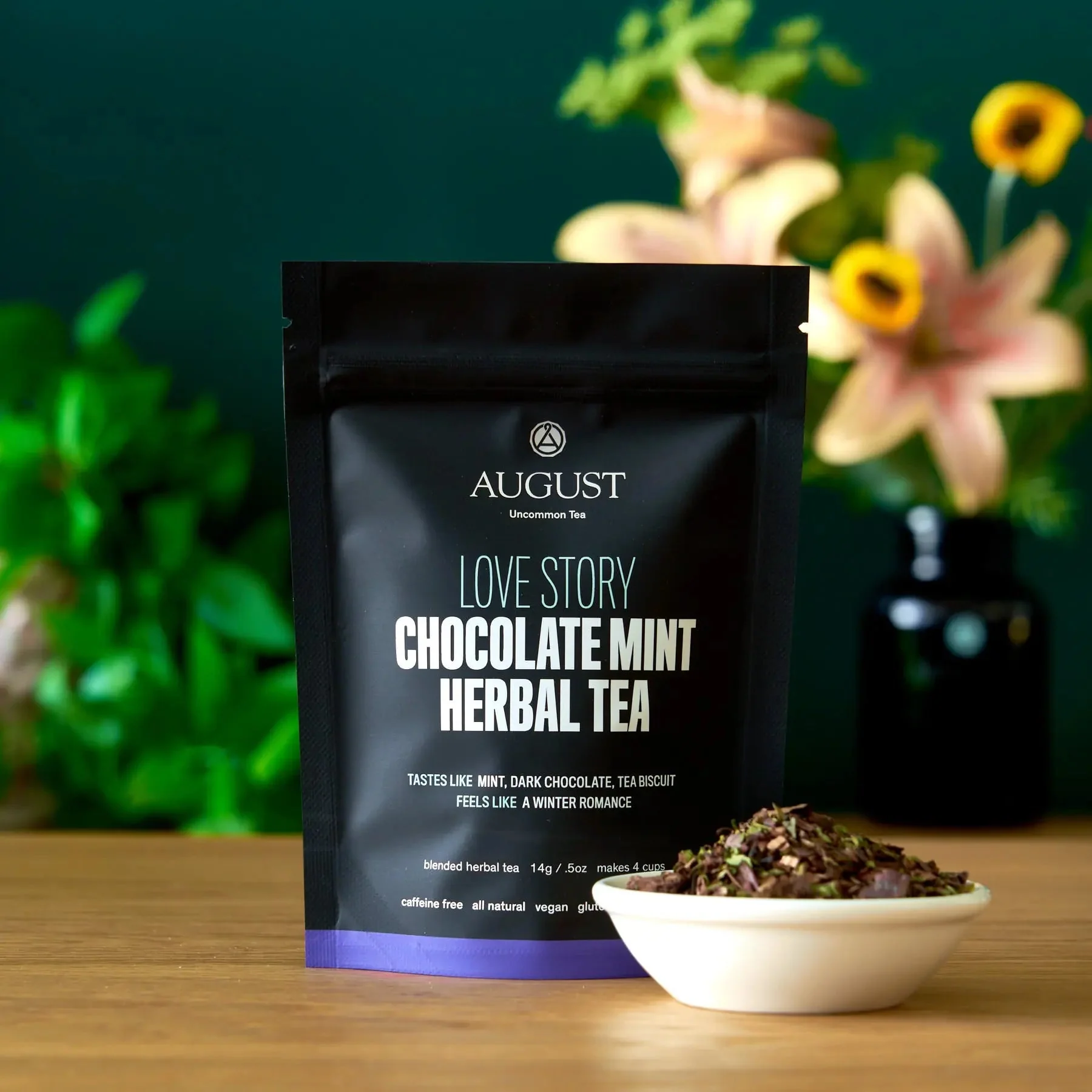 August Uncommon Tea Love Story - Chocolate Mint Herbal Tea (Caffeine Free) - Image 3