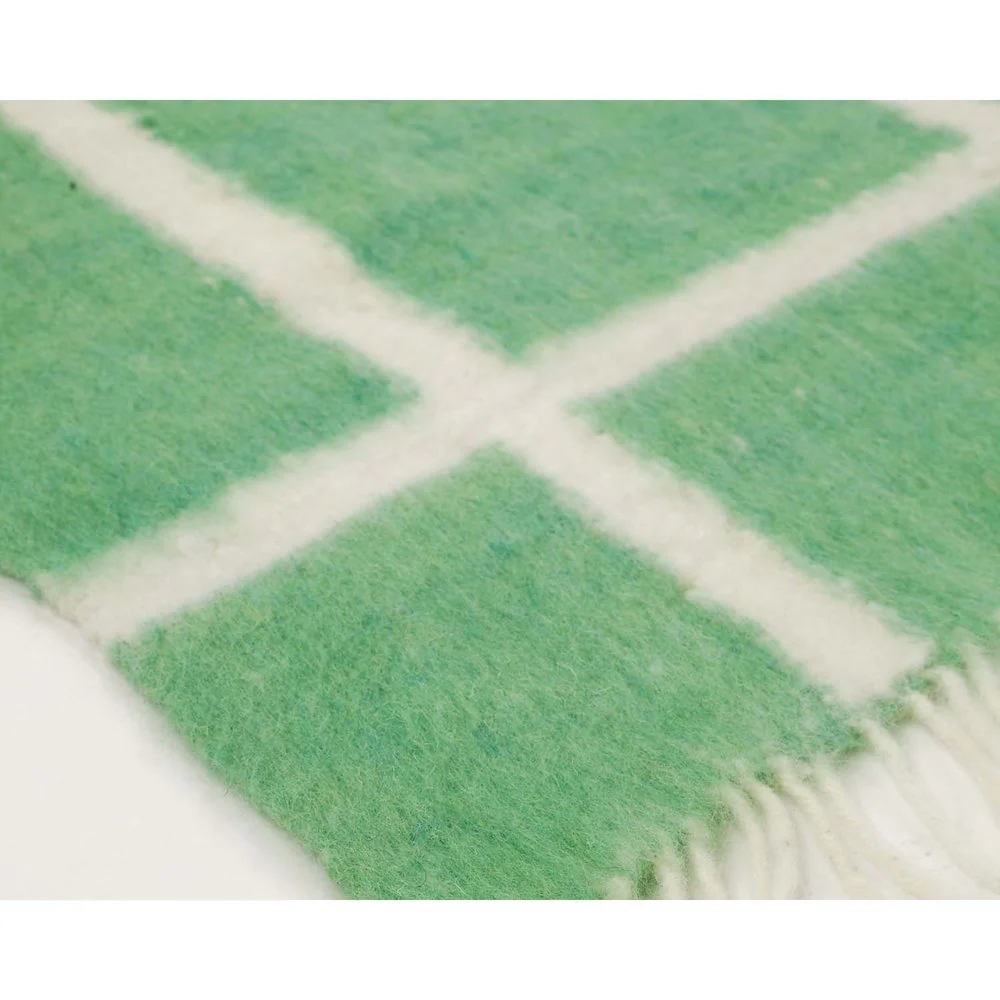 Archive New York Made to order - Momos Grid Blanket- Natural White and Green - Image 3