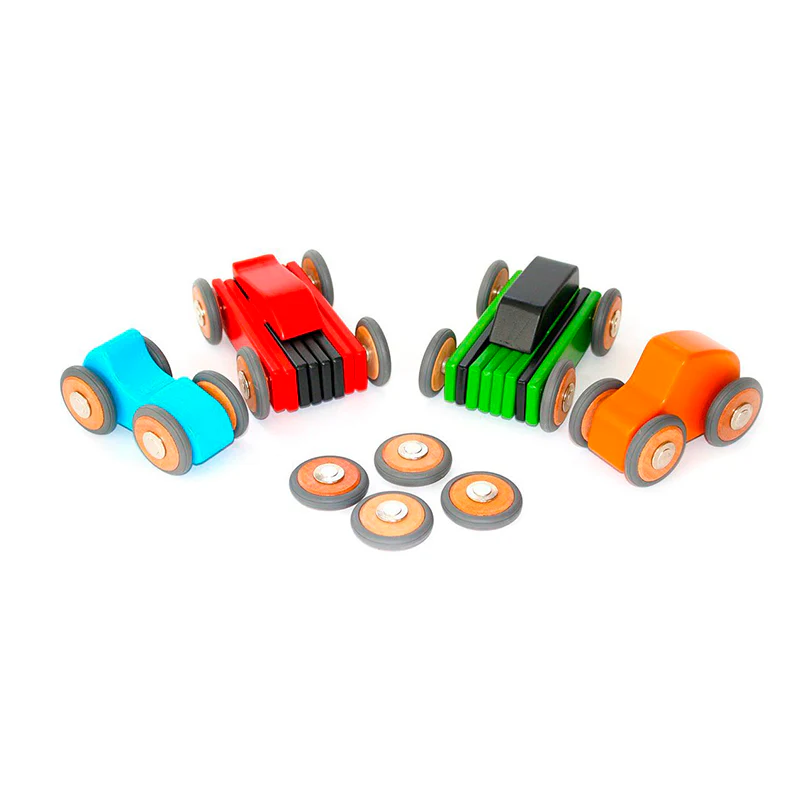 Tegu Magnetic Wooden Wheels  Magnetic Wooden Blocks  4 pieces - Image 4