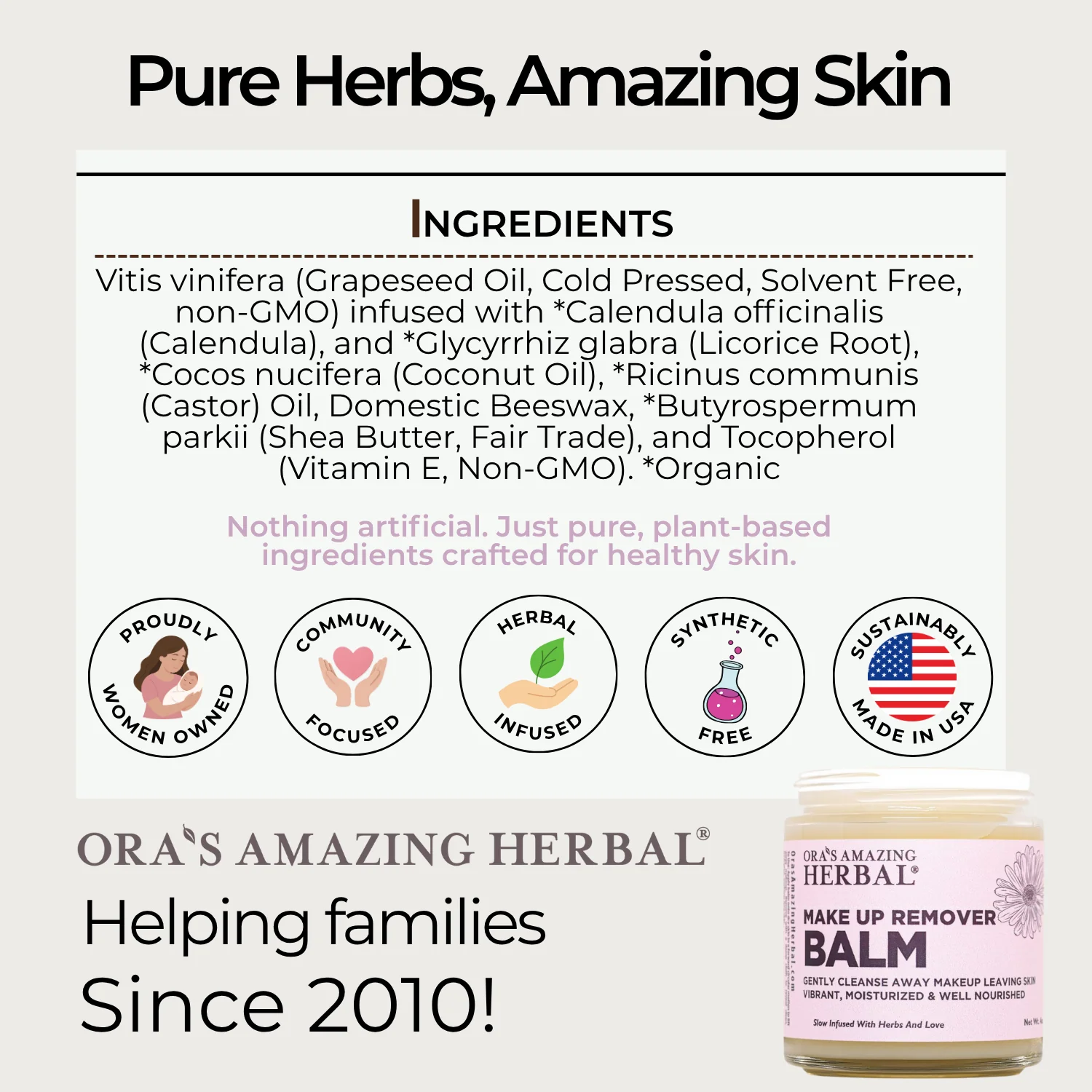 Ora's Amazing Herbal Make Up Remover Balm with Calendula, Fragrance Free - Image 6