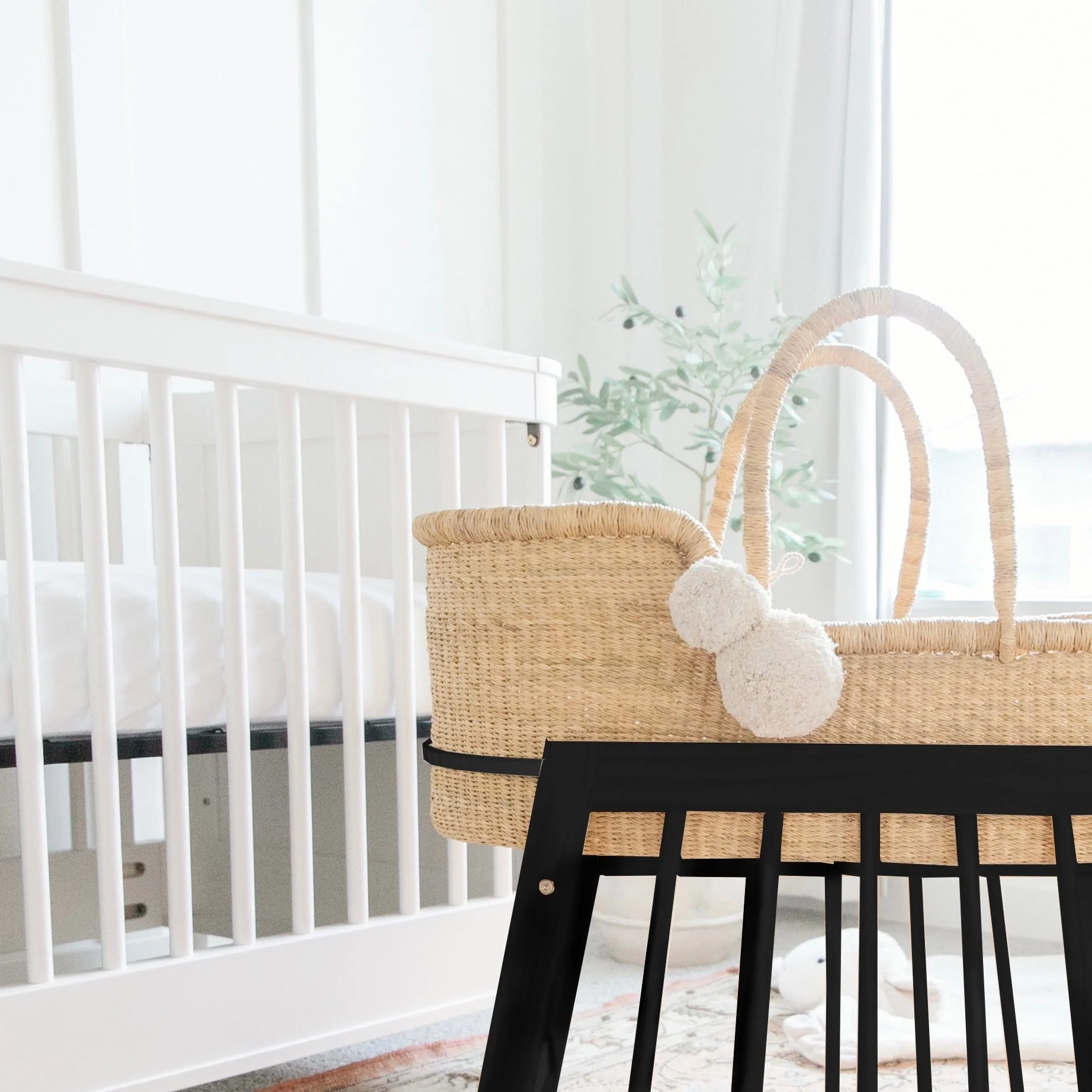 Plum+Sparrow Modern Rocking Moses Bassinet Stand with brake Black - Image 2