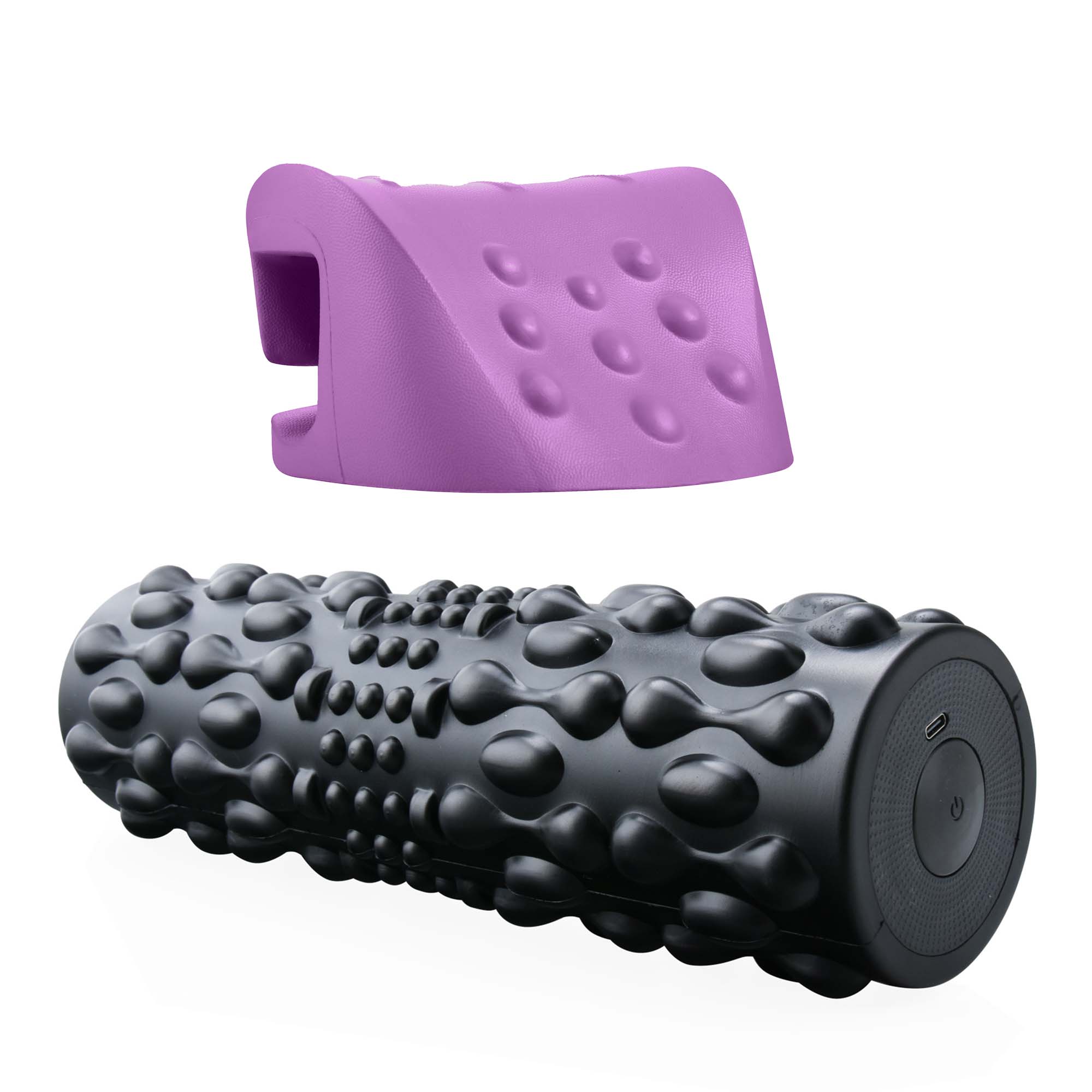 Pursonic Muscle Relief Bundle: Vibrating Foam Roller & Neck and Shoulder Stretcher