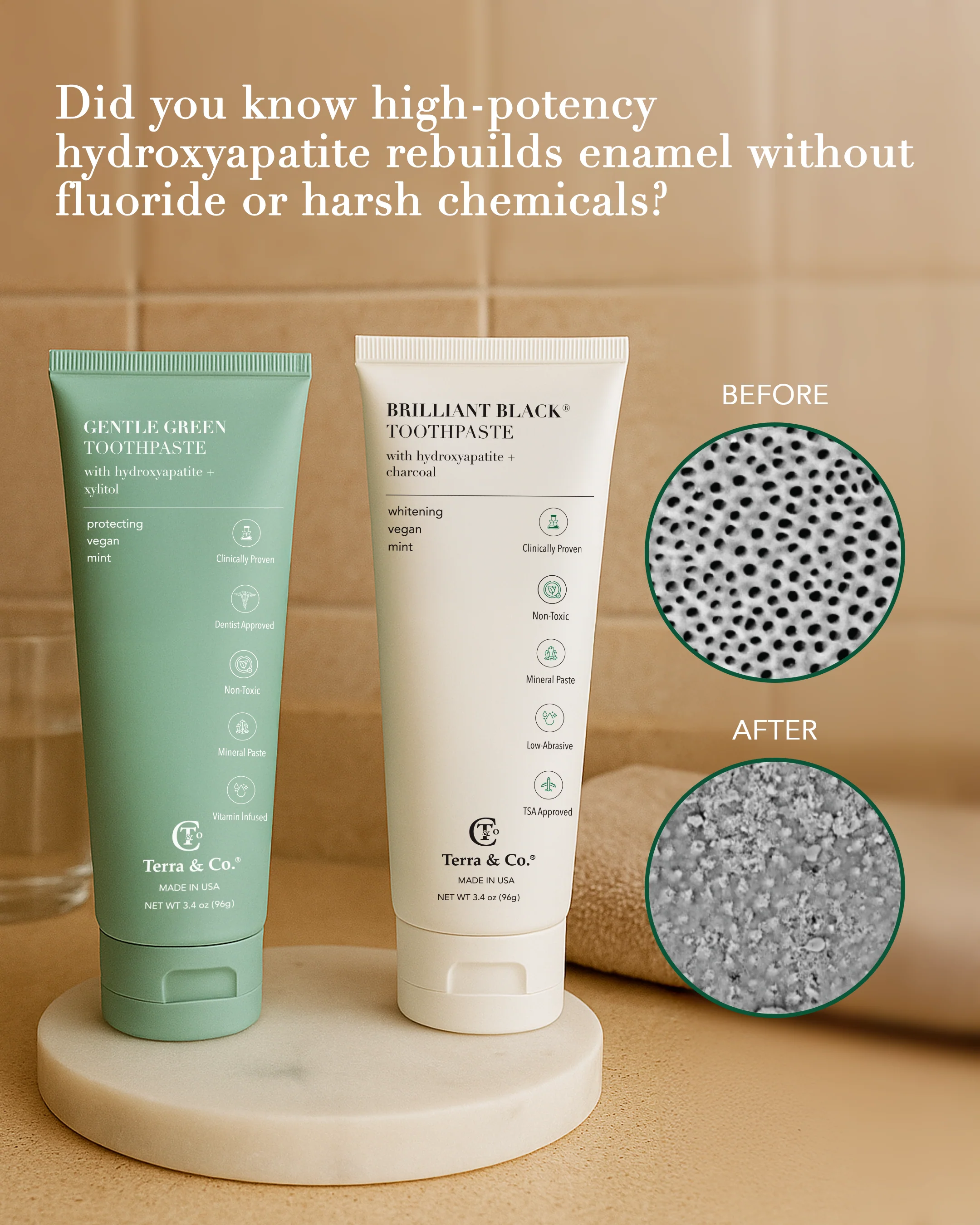Terra & Co. Natural Charcoal Toothpaste + Hydroxyapatite Bundle – Fluoride-Free Whitening & Remineralizing Duo - Image 3