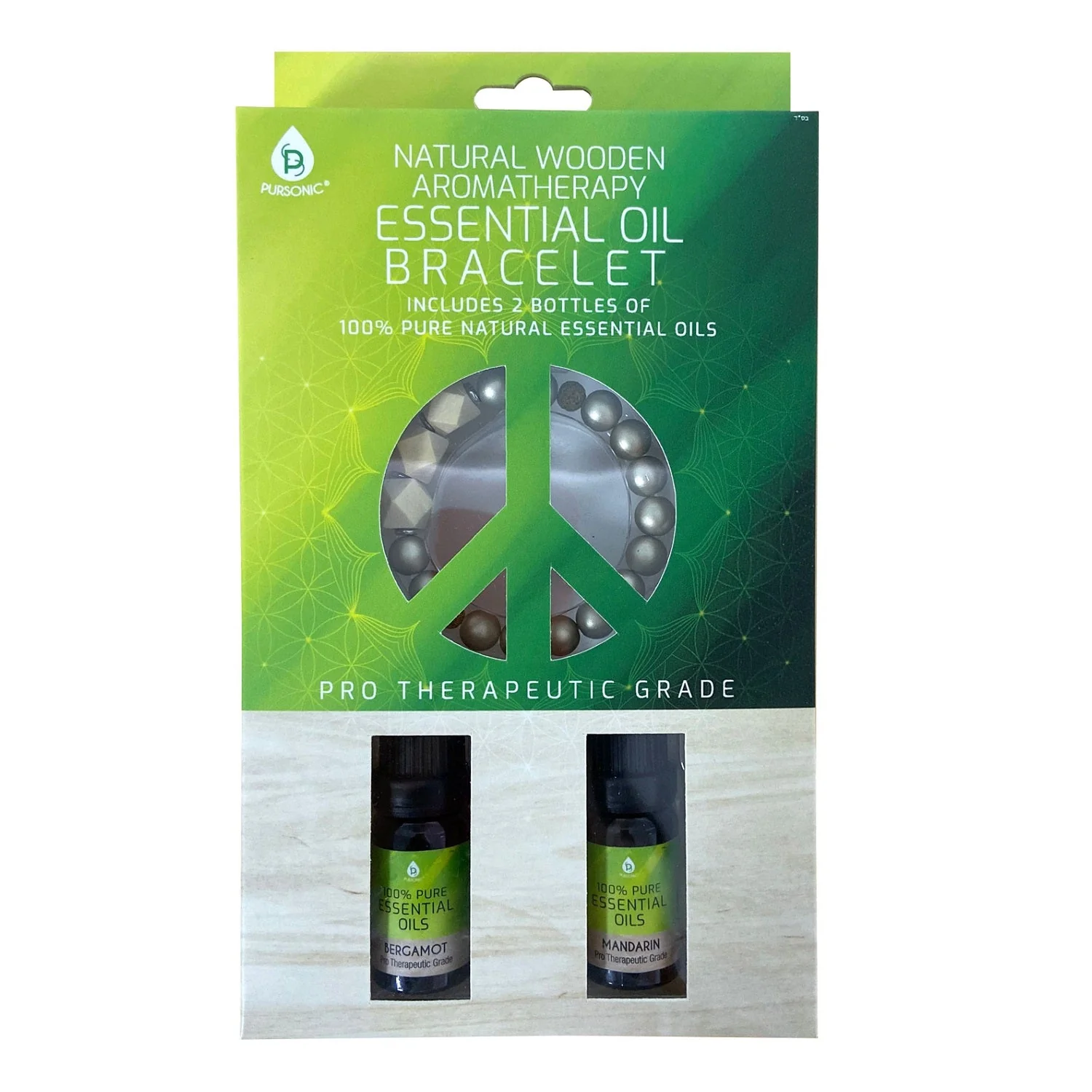 Pursonic Natural Wooden Aromatherapy Bracelet (Mandarin & Bergamot)