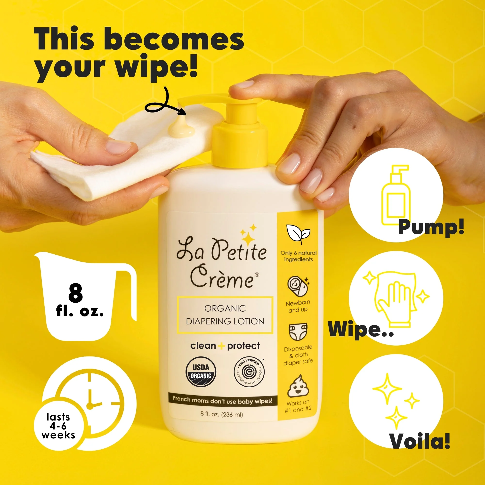 Organic French Diapering Liniment Lotion - Pump Bottle - 8 oz - Image 3