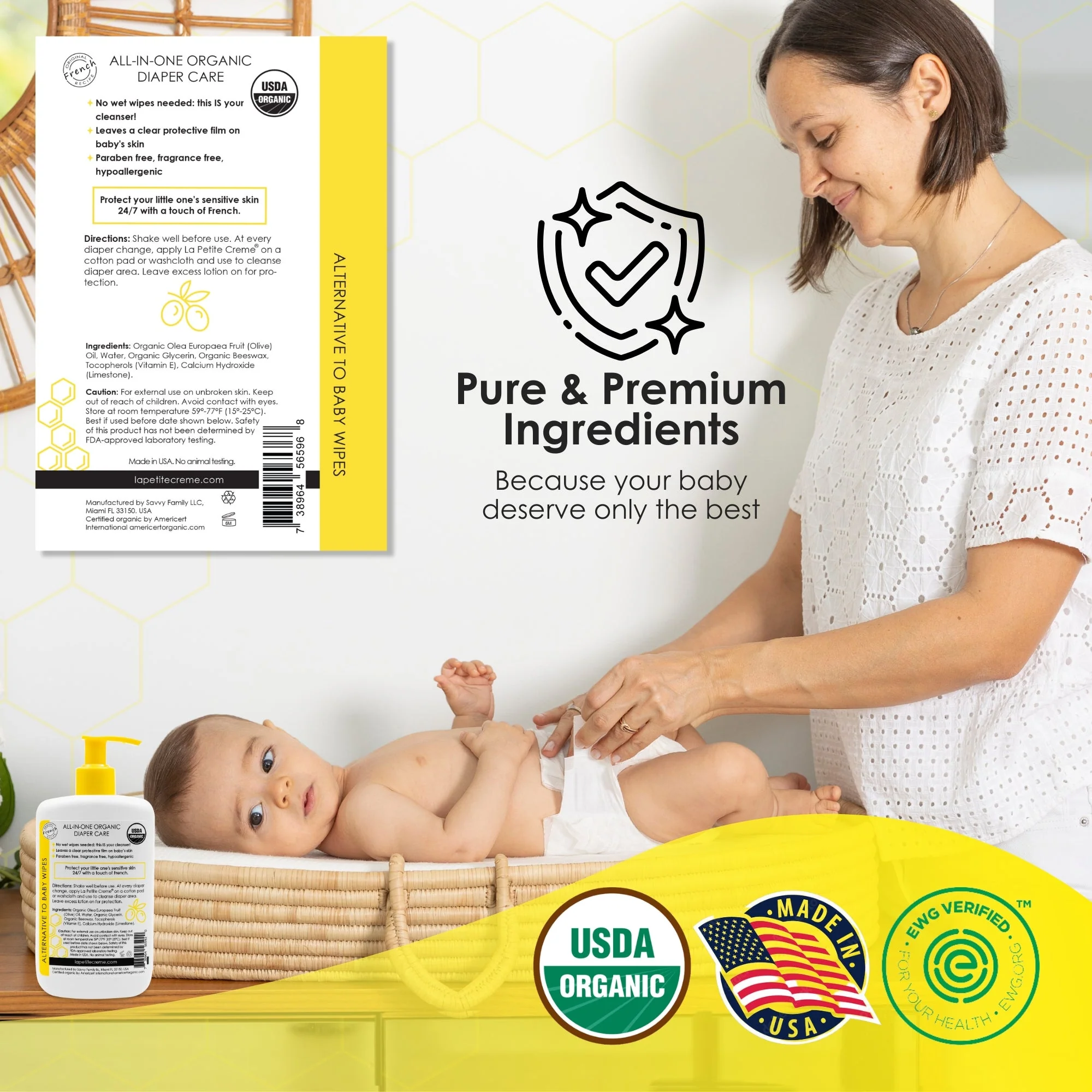 Organic French Diapering Liniment Lotion - Pump Bottle - 8 oz - Image 7