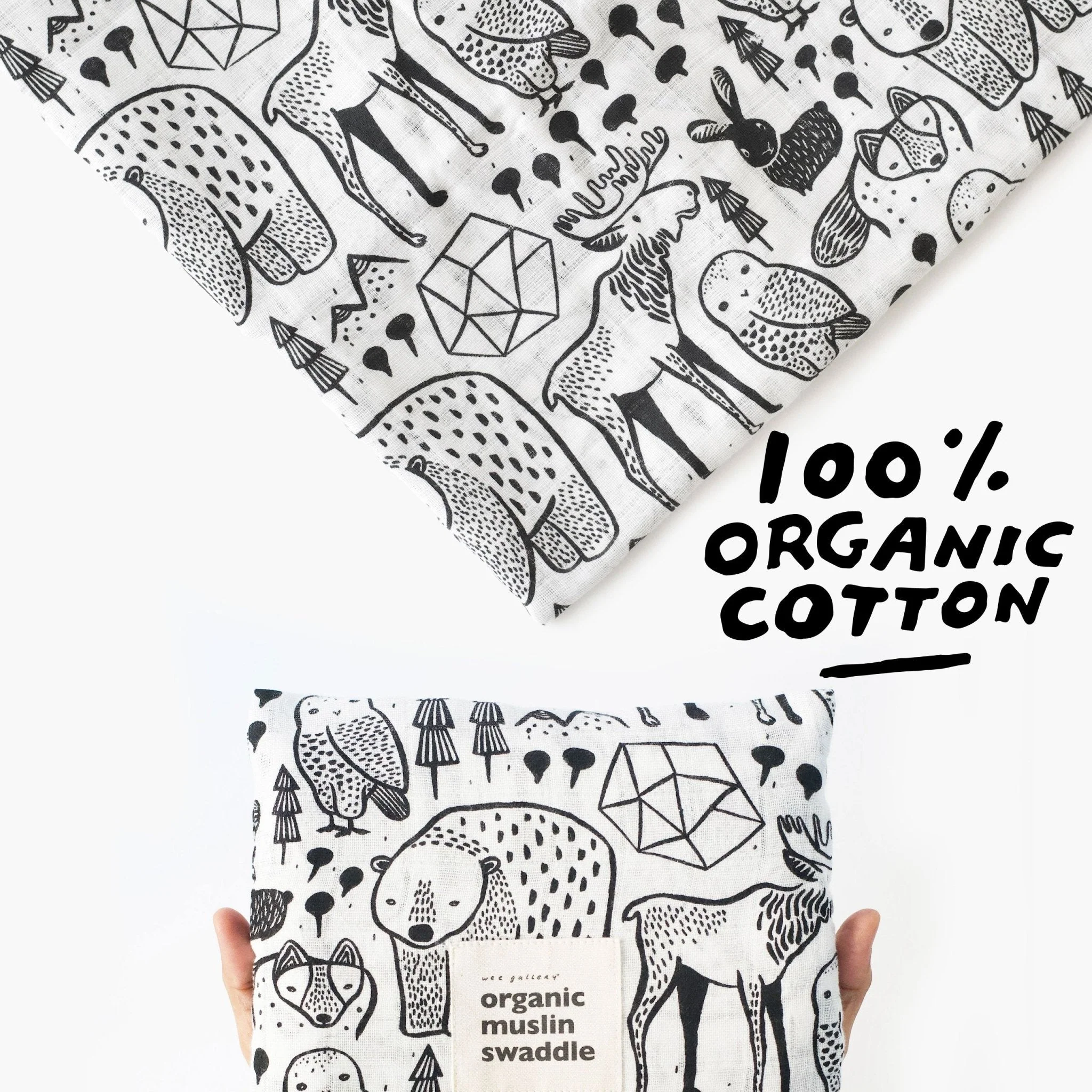 Wee Gallery Organic Muslin Swaddle - Nordic - Image 3