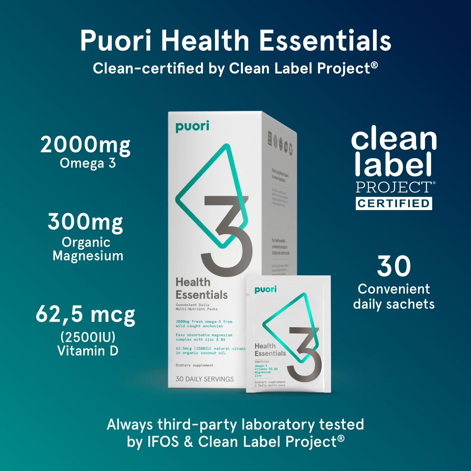 Puori P3 - Health Essentials Sachets (O3, M3, D3) - Image 2