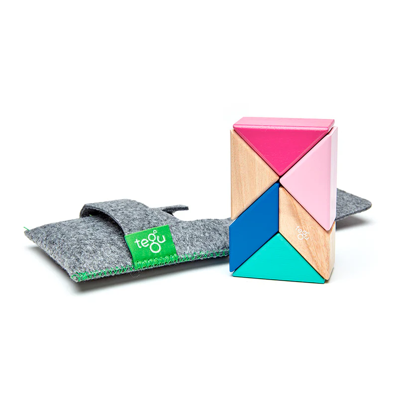Tegu Pocket Pouch Prism  Magnetic Wooden Blocks  6 pieces - Image 3