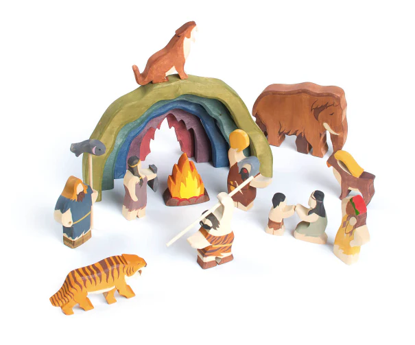 PoppyBabyCo Prehistoric Wooden Toy Set of 12 - Cave Collection