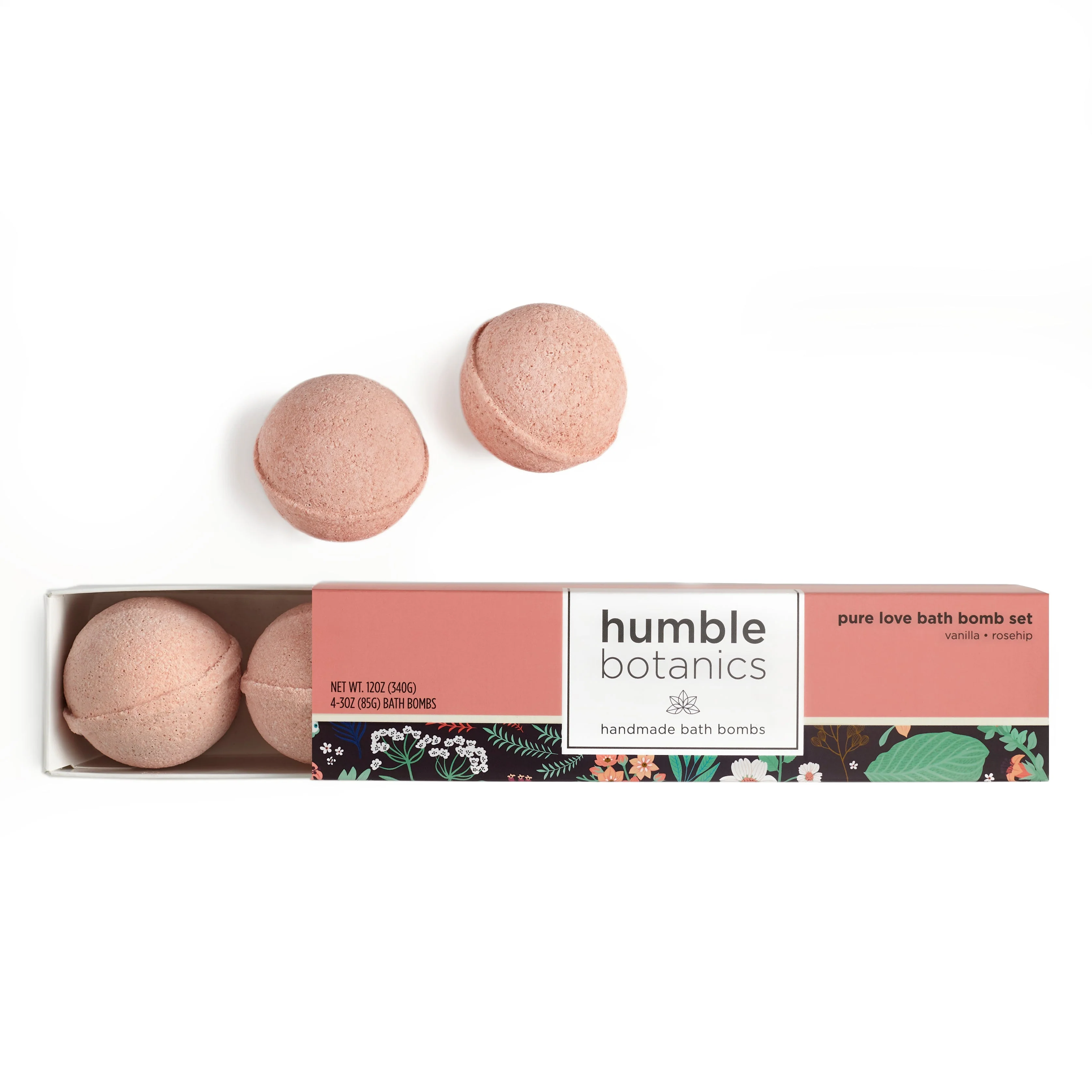 Humble Organics Pure Love Bath Bomb Set – Vanilla & Rosehip for a Luxurious Soak
