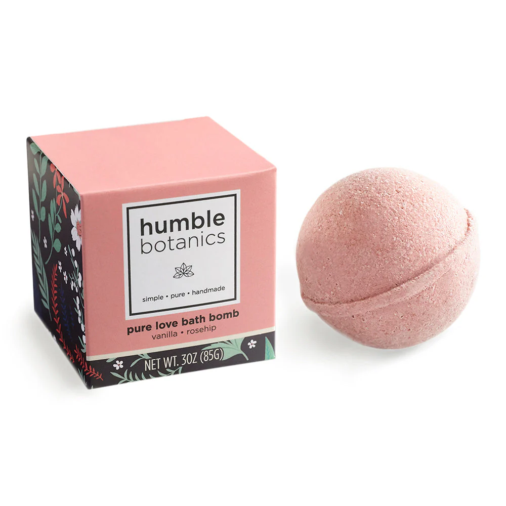 Humble Organics Pure Love Bath Bomb – Vanilla, Rosehip & Rose Clay Bliss