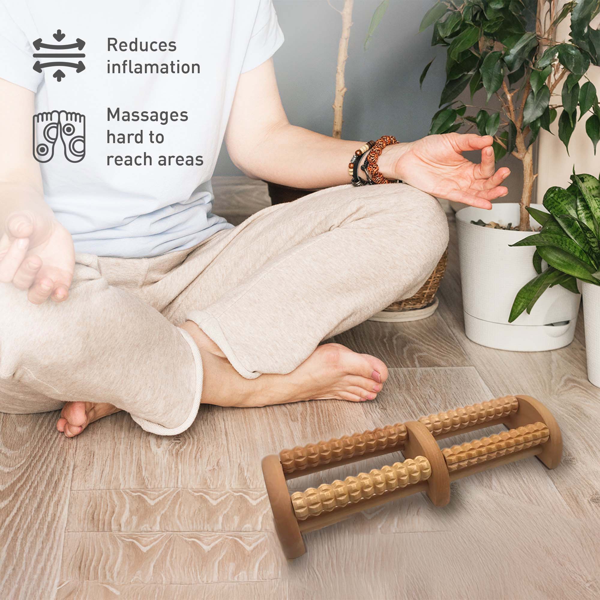 Pursonic Relaxation Gift Bundle: Palm Shaped Massage Glove, Wooden Foot Massager, and Fractionated Coconut Oil - Image 4