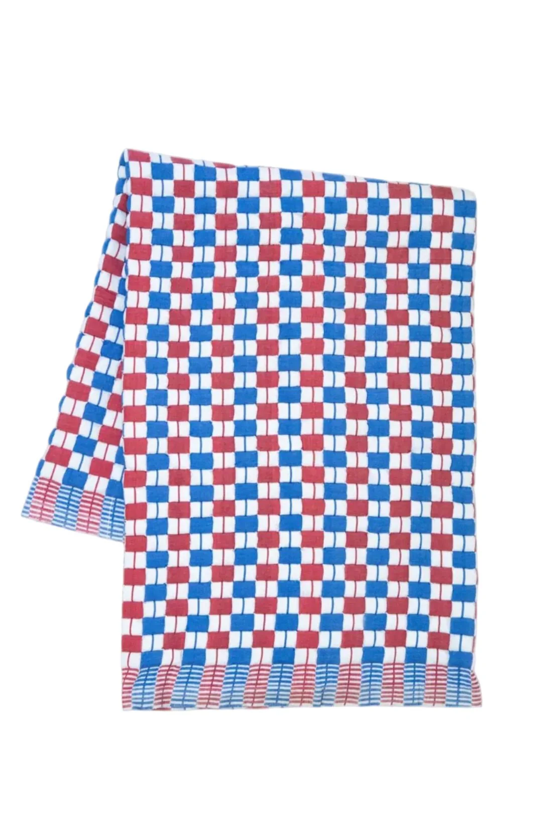 Archive New York Quilted Sujani Throw Blanket - Red & Blue - Image 3