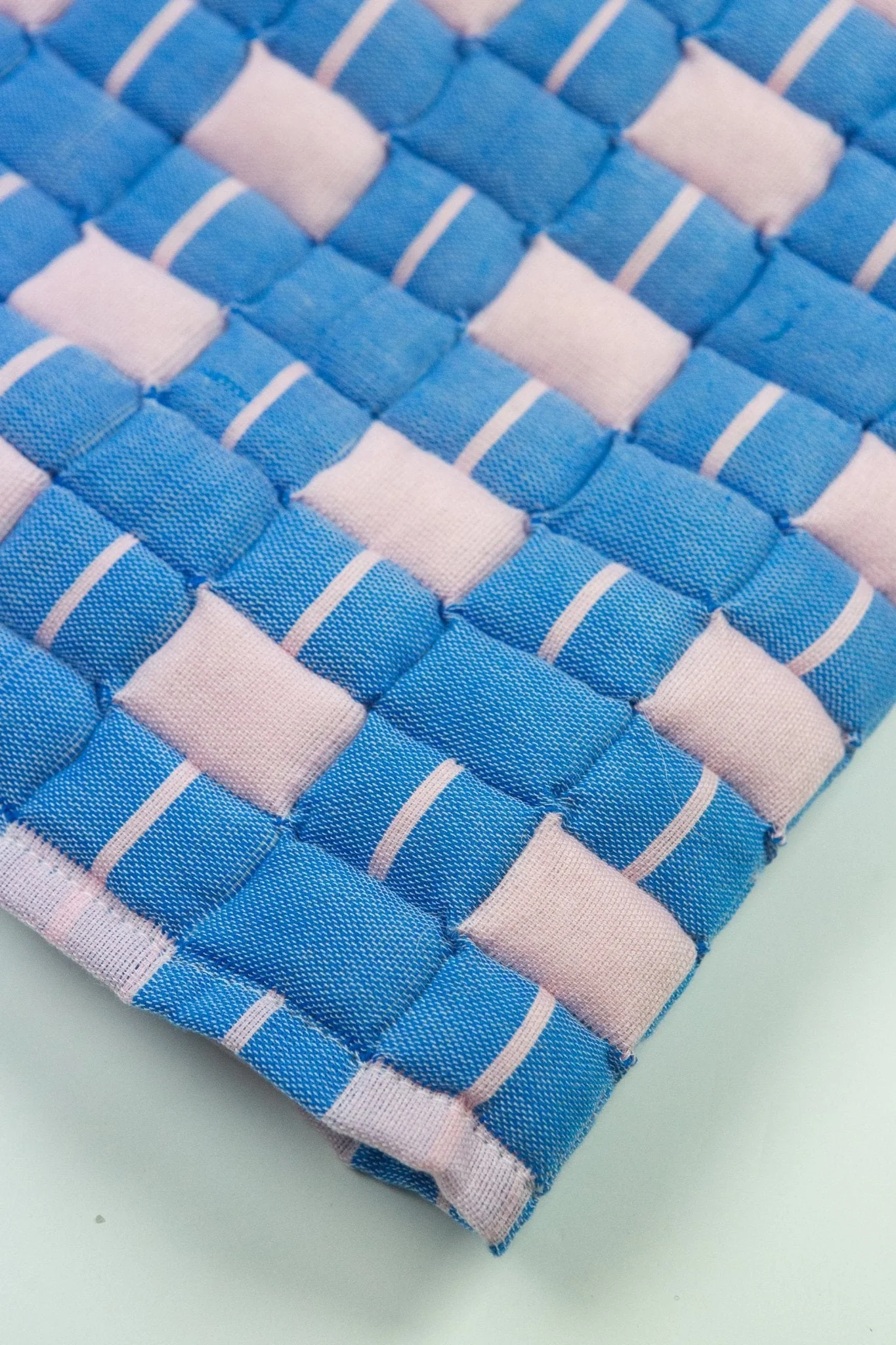 Archive New York Quilted Sujani Throw Blanket - Soft Pink and Blue - Image 2