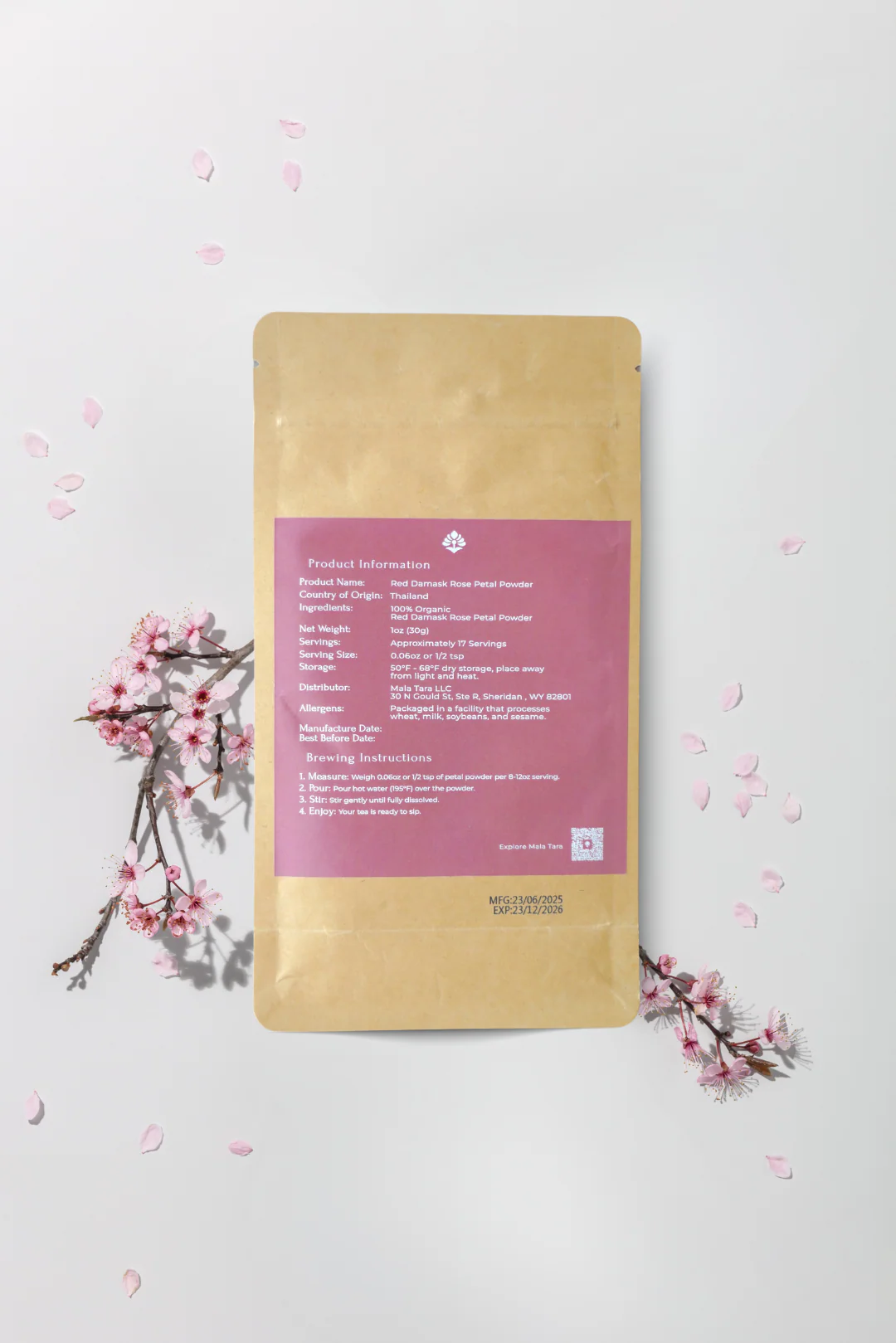 Mala Tara Red Damask Rose Petal Powder Pouch - Image 4