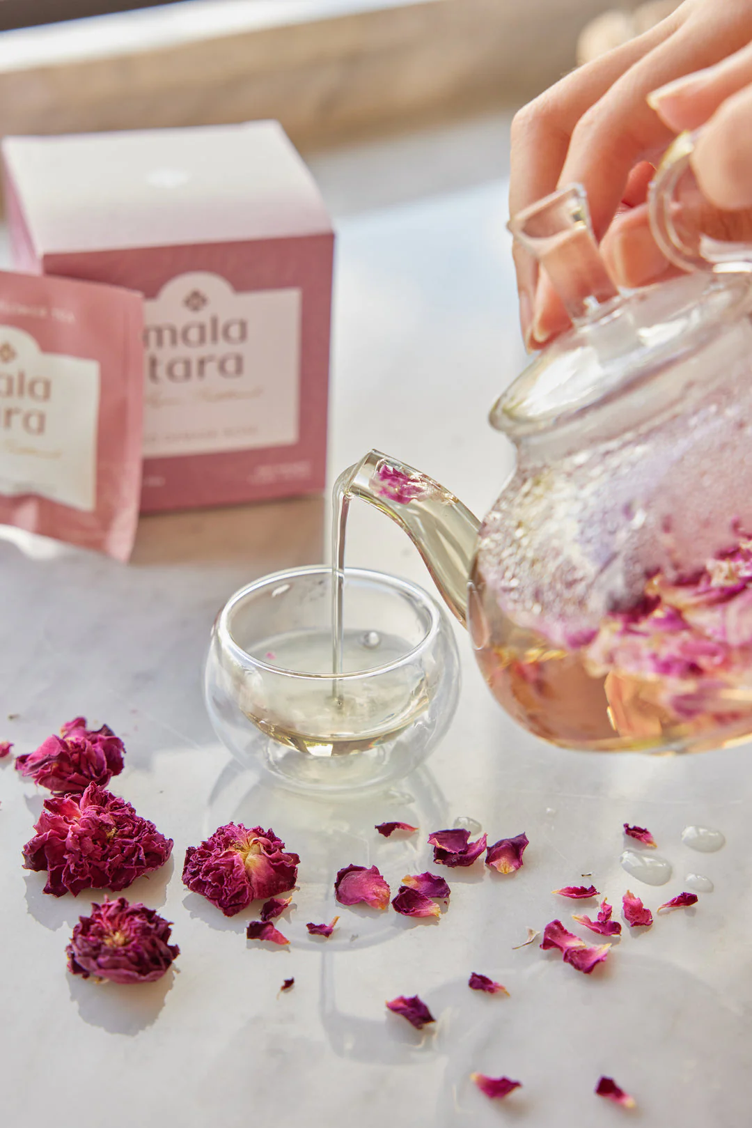 Mala Tara Red Damask Rose Whole Flower Tea Box - Image 3