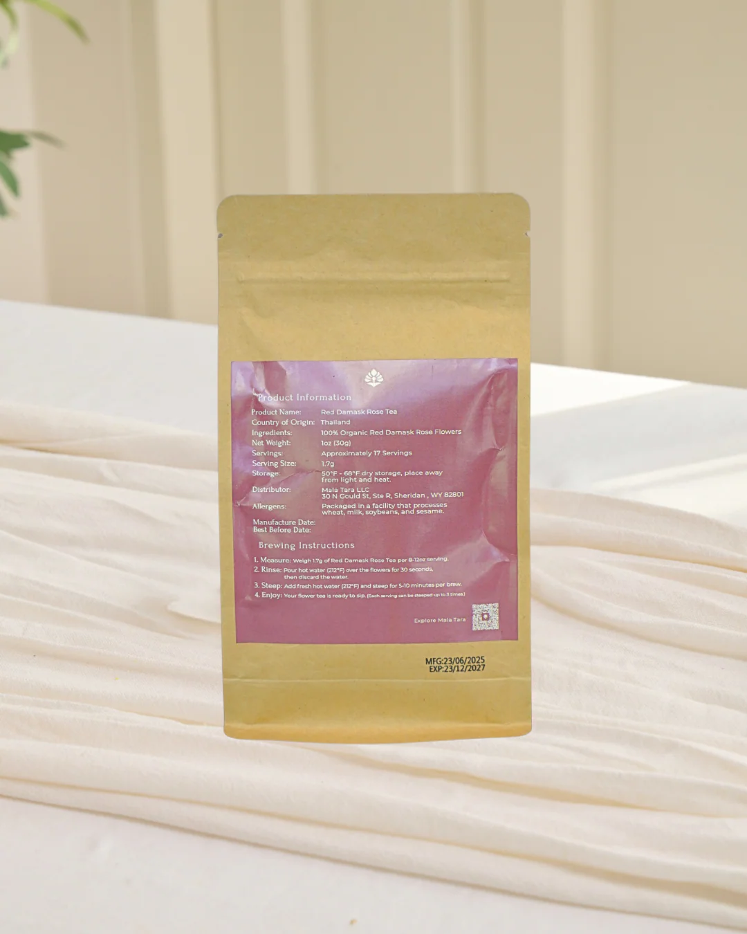 Mala Tara Red Damask Rose Whole Flower Tea Pouch **SOLD OUT** - Image 2