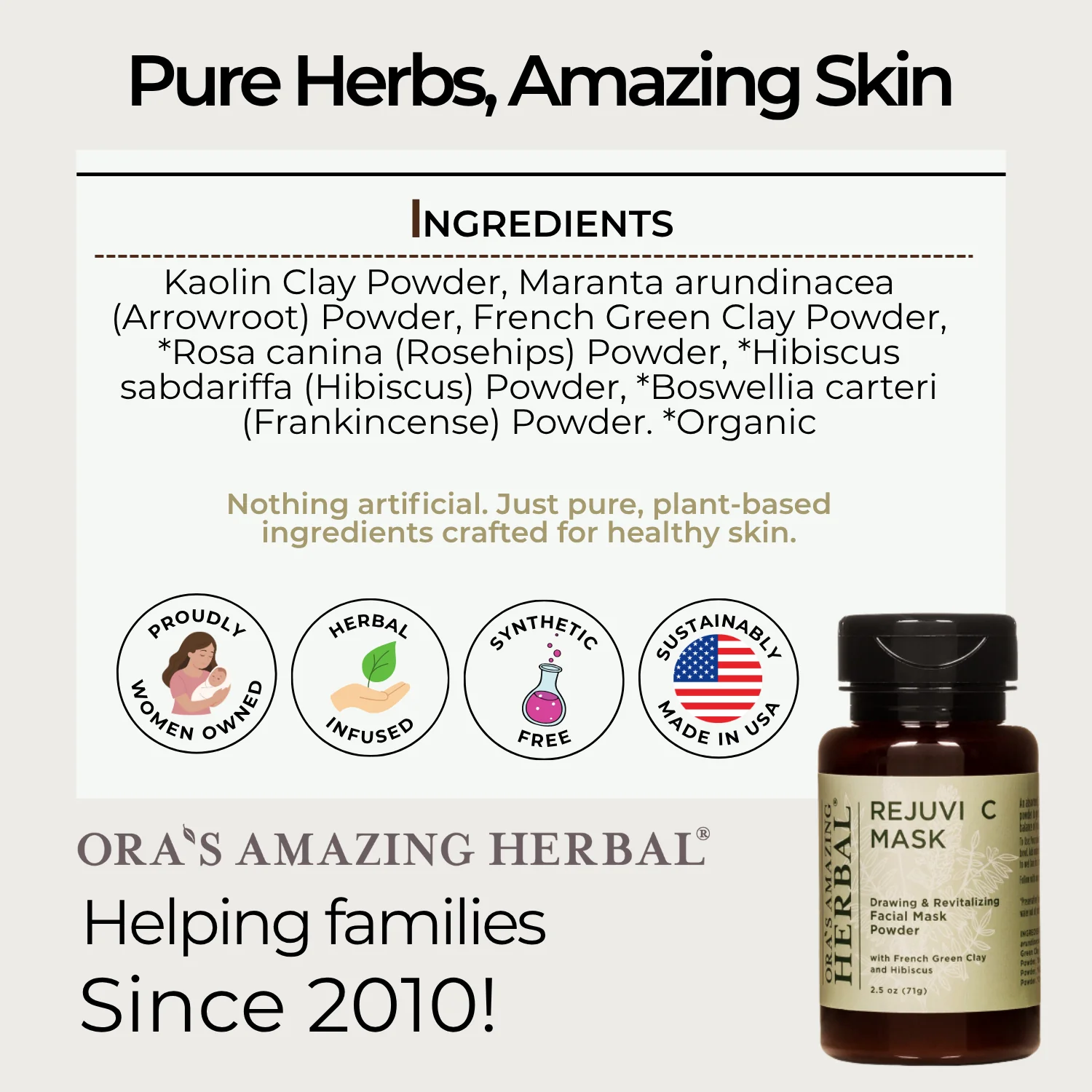 Ora's Amazing Herbal Rejuvi C Mask - Antioxidant Face Mask Powder - Image 6