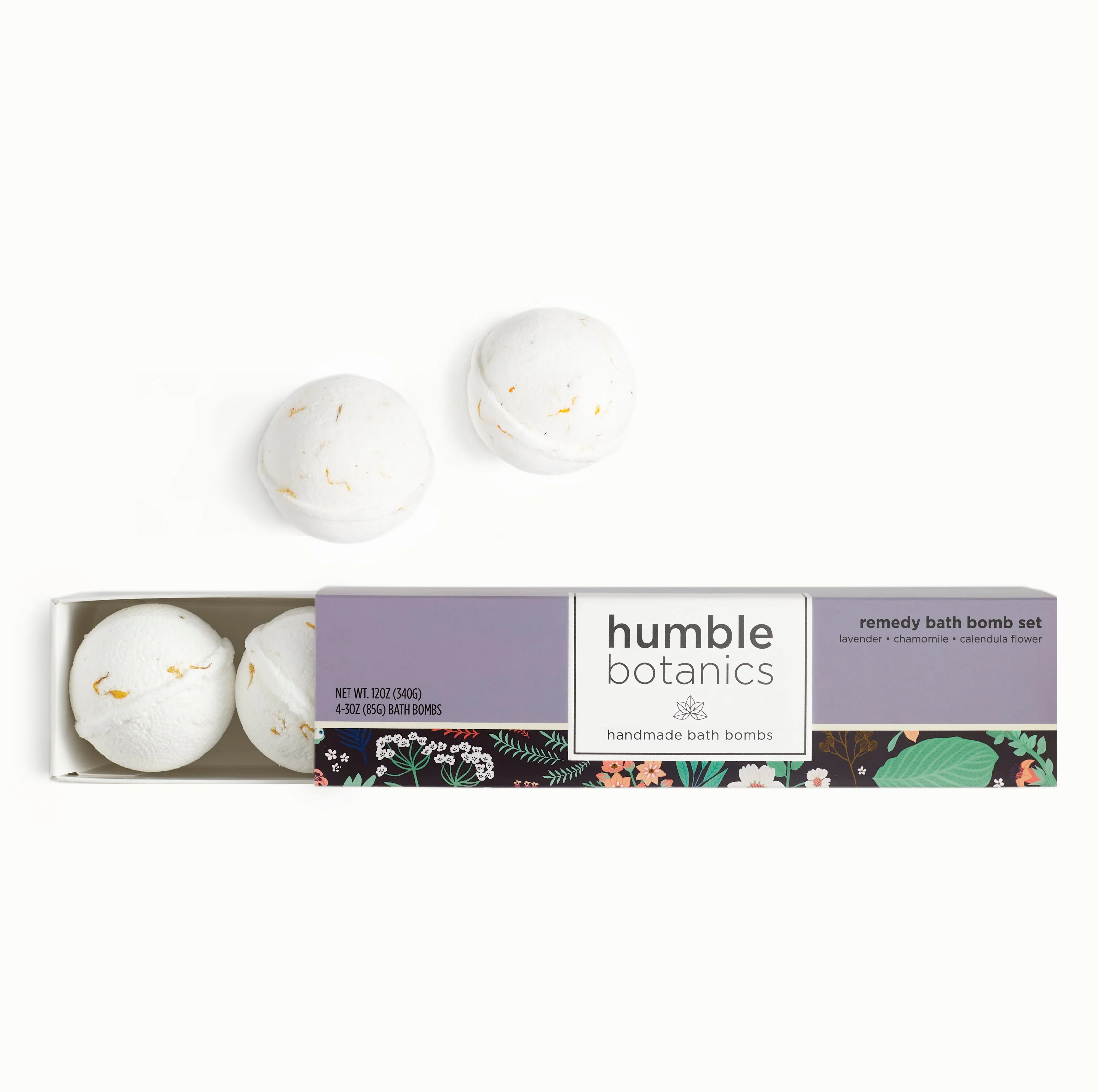 Humble Organics Remedy Bath Bomb Set – Lavender, Chamomile & Calendula for Relaxation