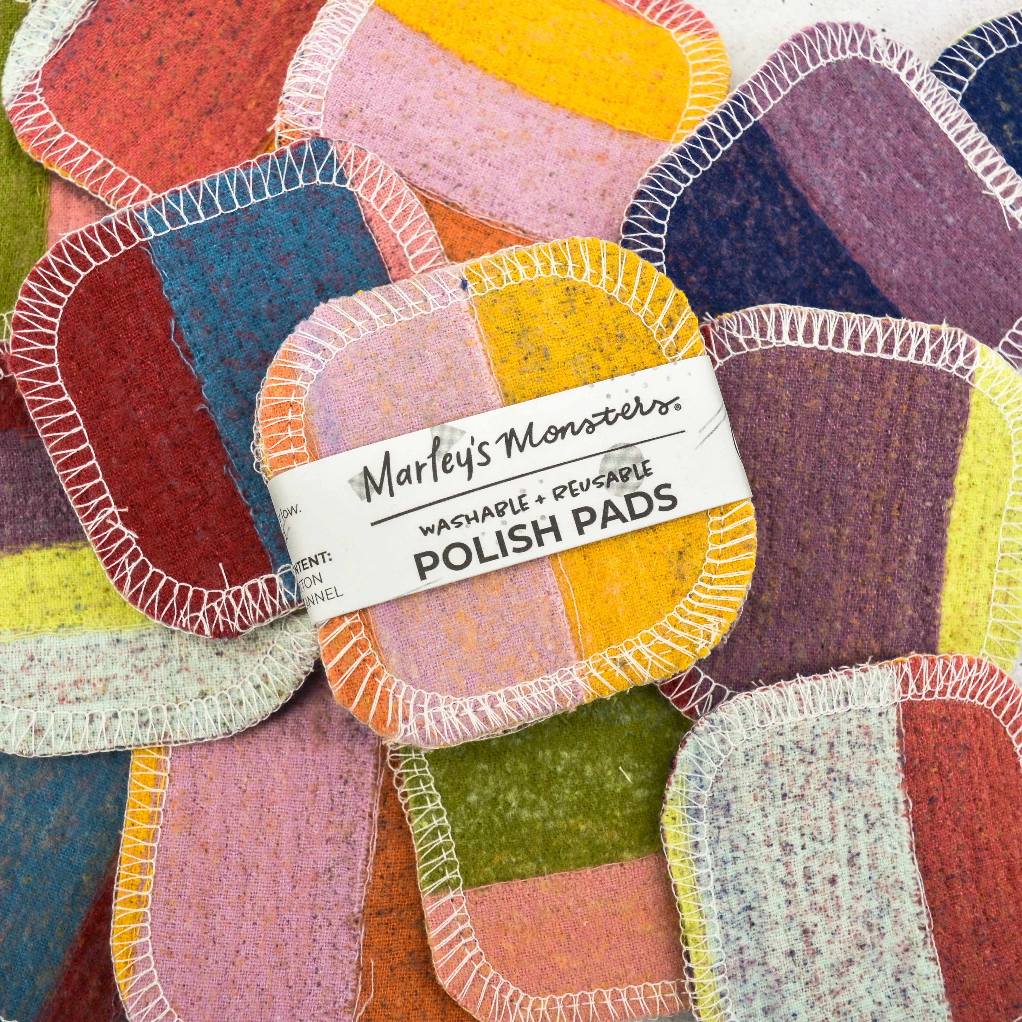 Marley's Monsters Scrap Felt Polish Pads: Set of 4 - Earthy Rainbow