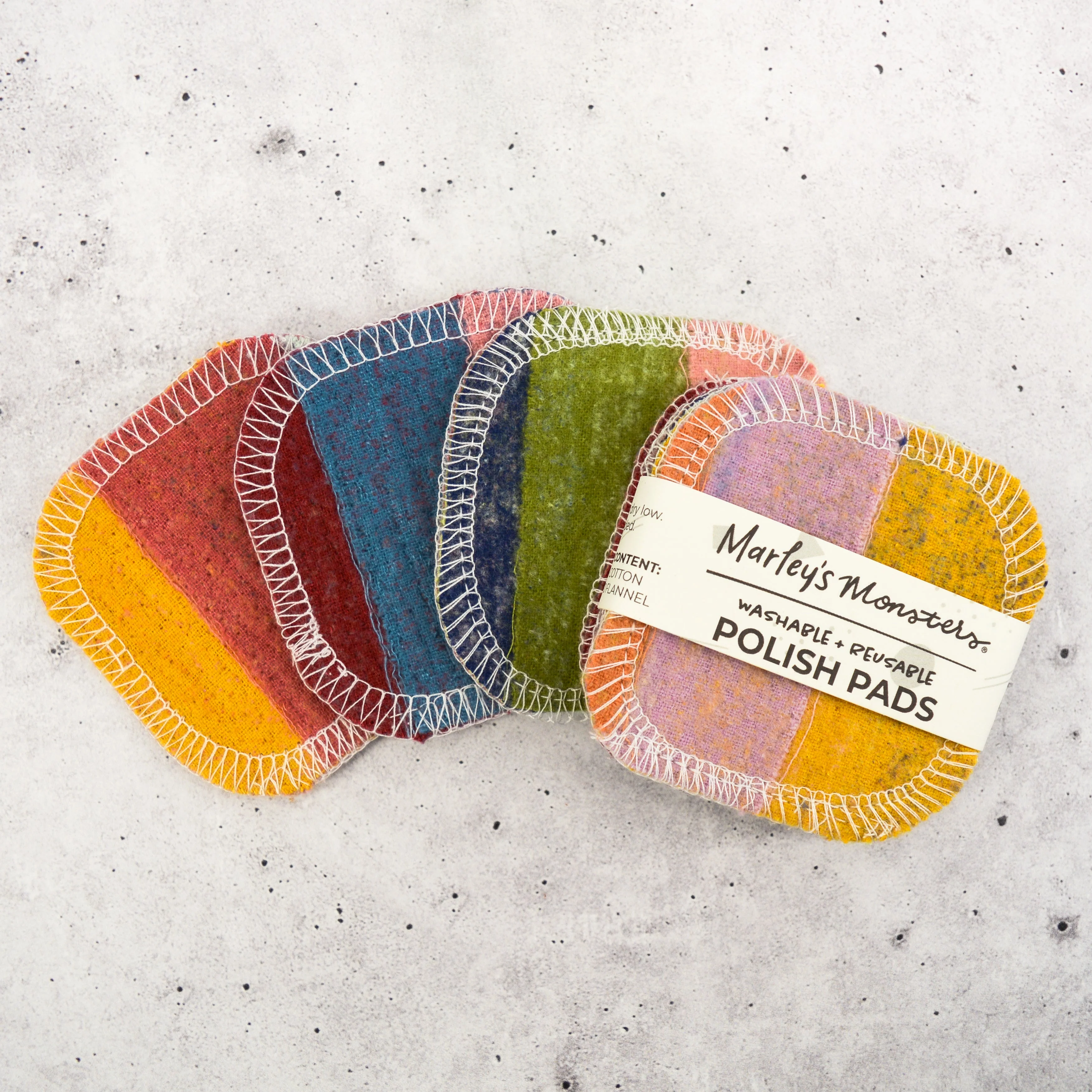 Marley's Monsters Scrap Felt Polish Pads: Set of 4 - Earthy Rainbow - Image 3
