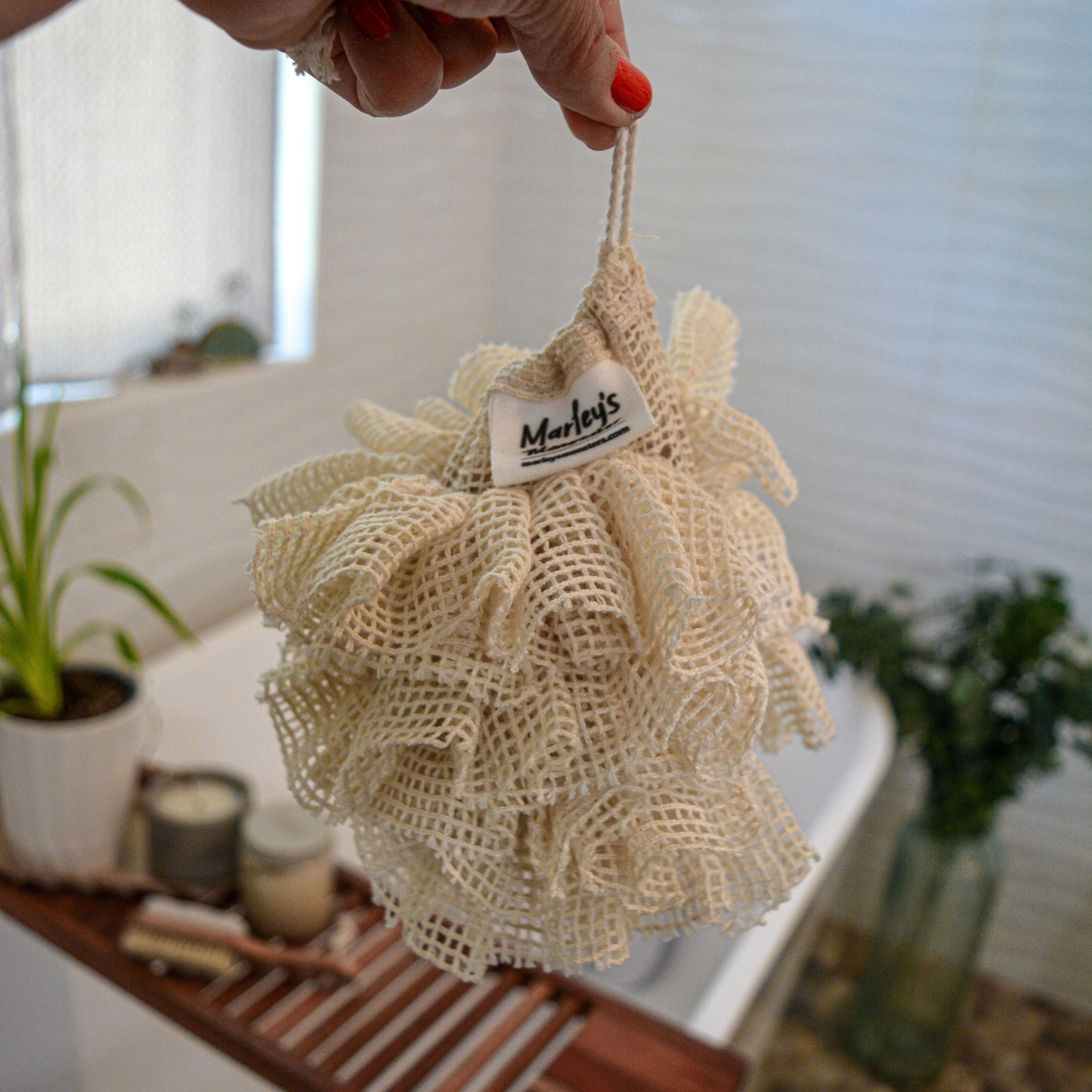 Soap Saver Shower Pouf: Organic Cotton - Image 4