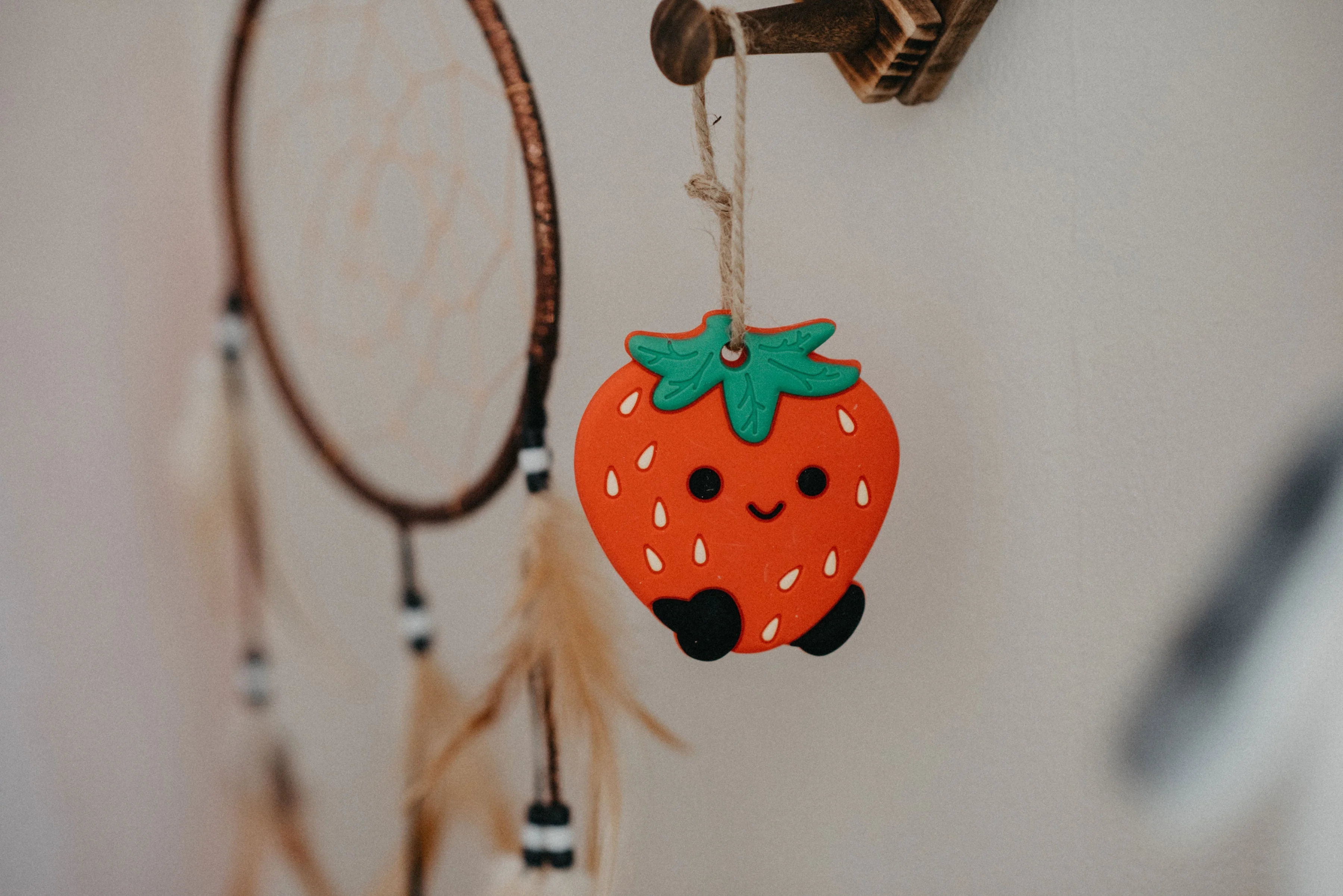 Three Hearts Strawberry Silicone Teether
