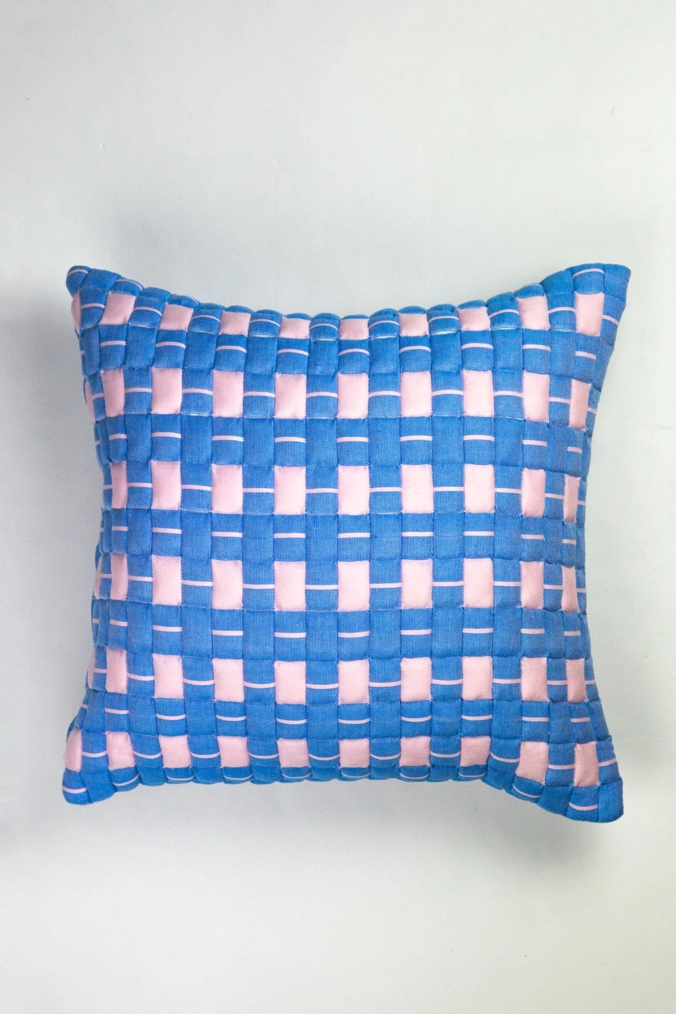 Archive New York Sujani Quilted Pillow in Soft Pink and Blue
