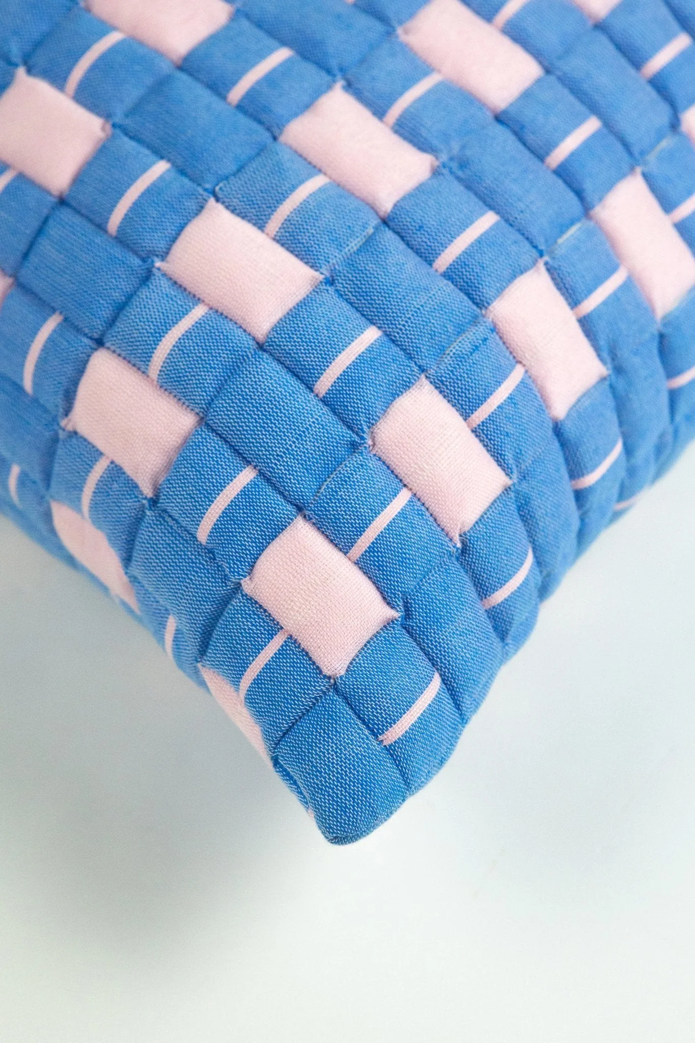Archive New York Sujani Quilted Pillow in Soft Pink and Blue - Image 2