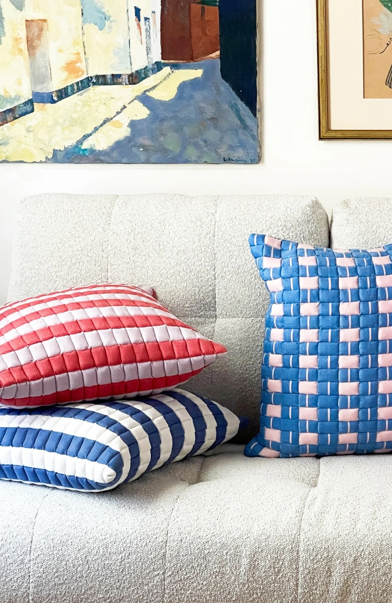Archive New York Sujani Striped Quilted Pillow - Image 2