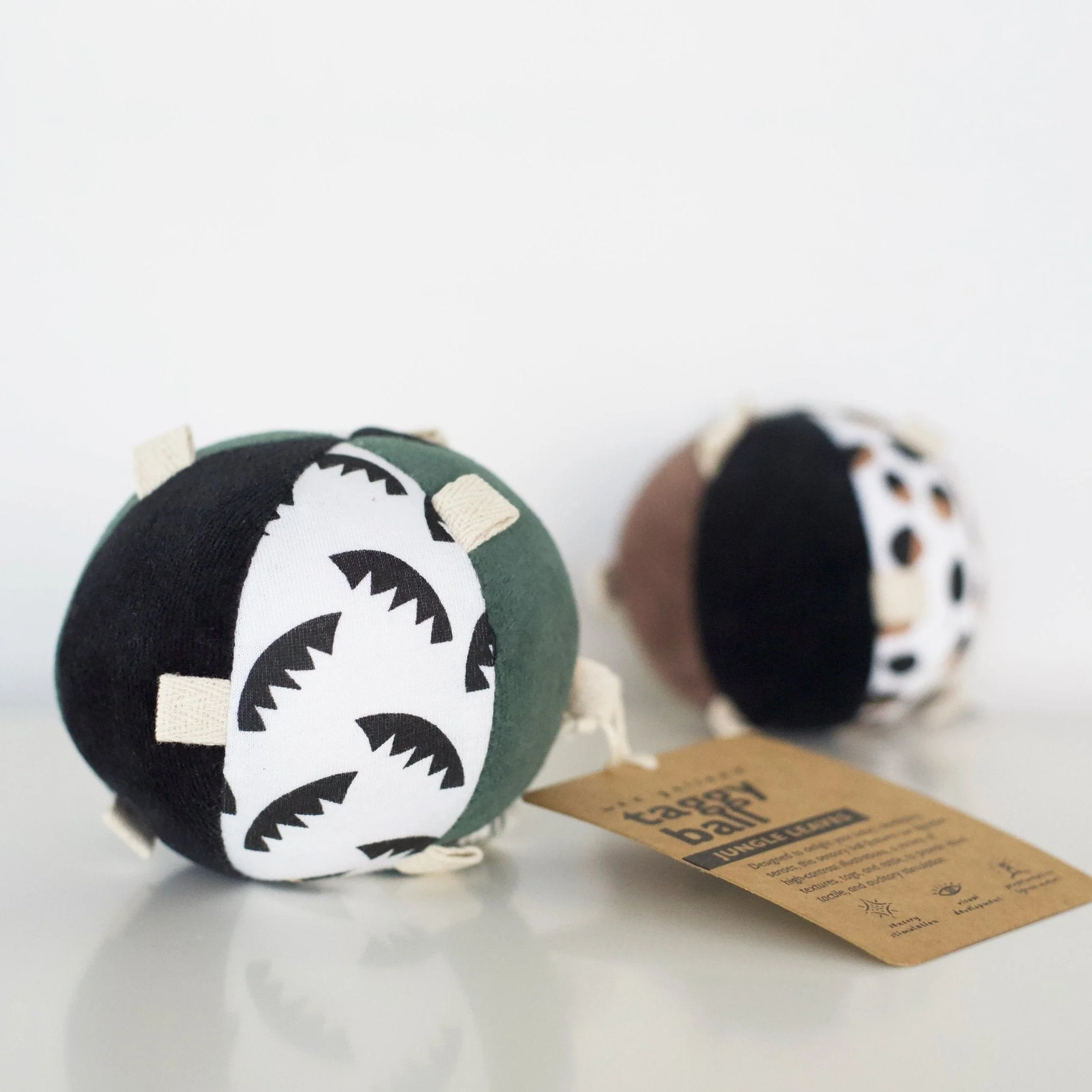 Wee Gallery Taggy Ball with Rattle - Jungle Leaves - Image 2