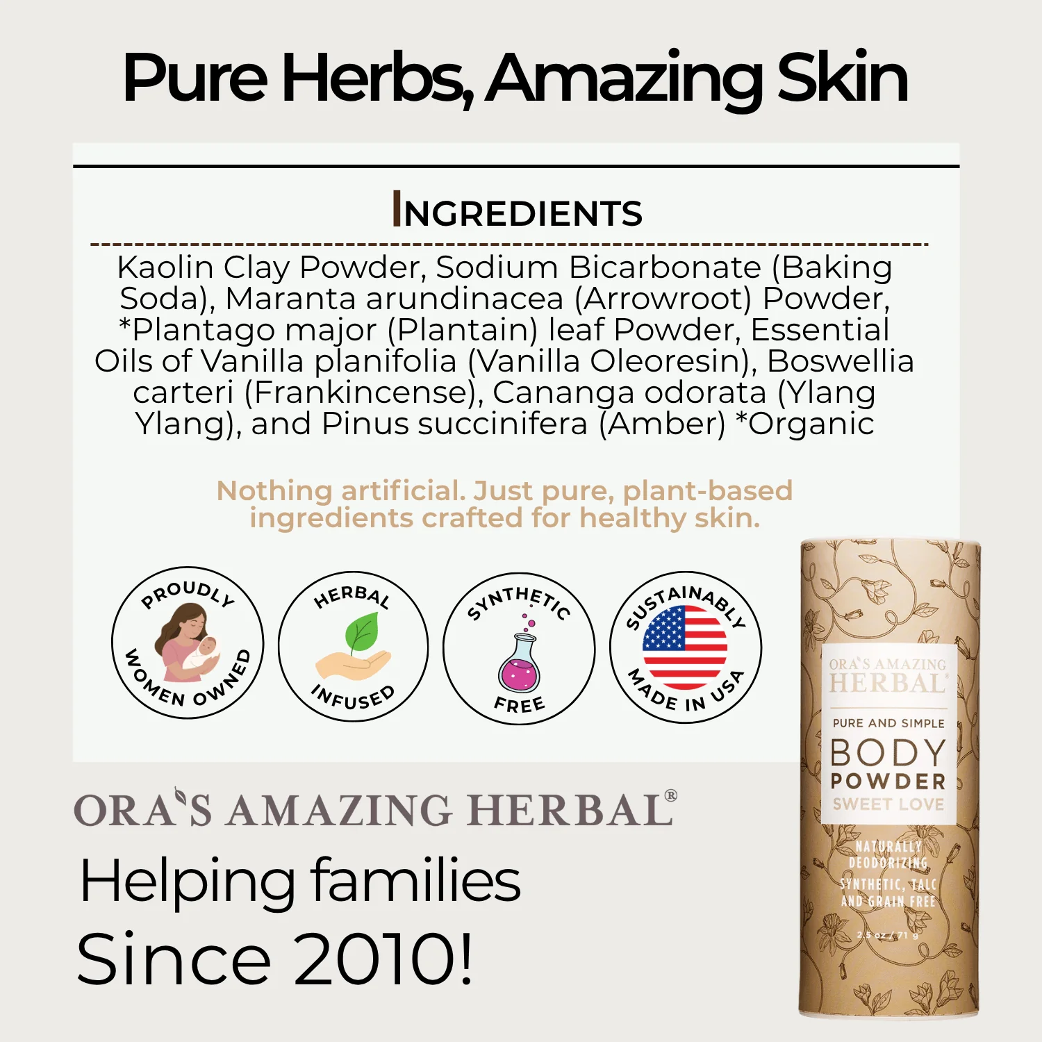 Ora's Amazing Herbal Talc Free Body Powder, Sweet Love Vanilla - Image 6