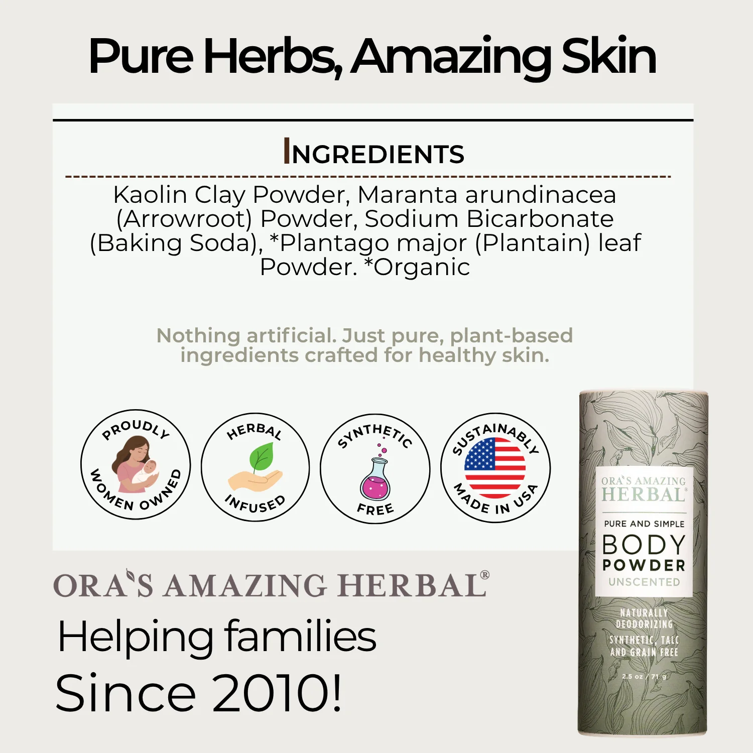 Ora's Amazing Herbal Talc Free Body Powder, Unscented - Image 6