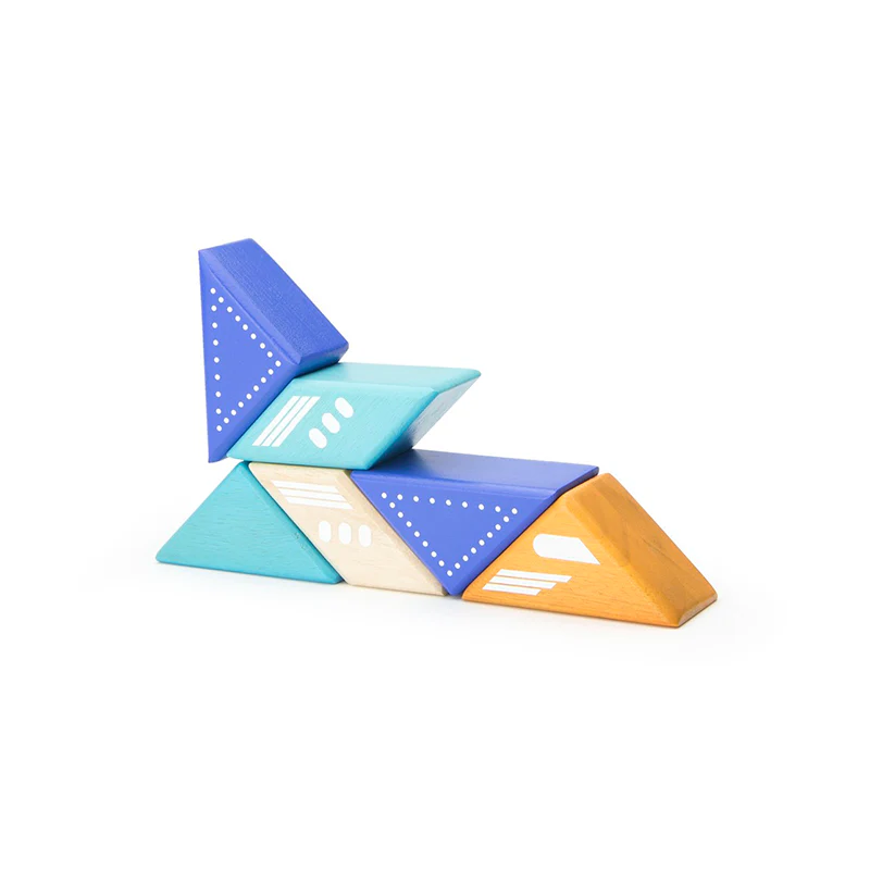 Tegu Travel Pals - Jet Plane  Magnetic Wooden Blocks  6 pieces - Image 2