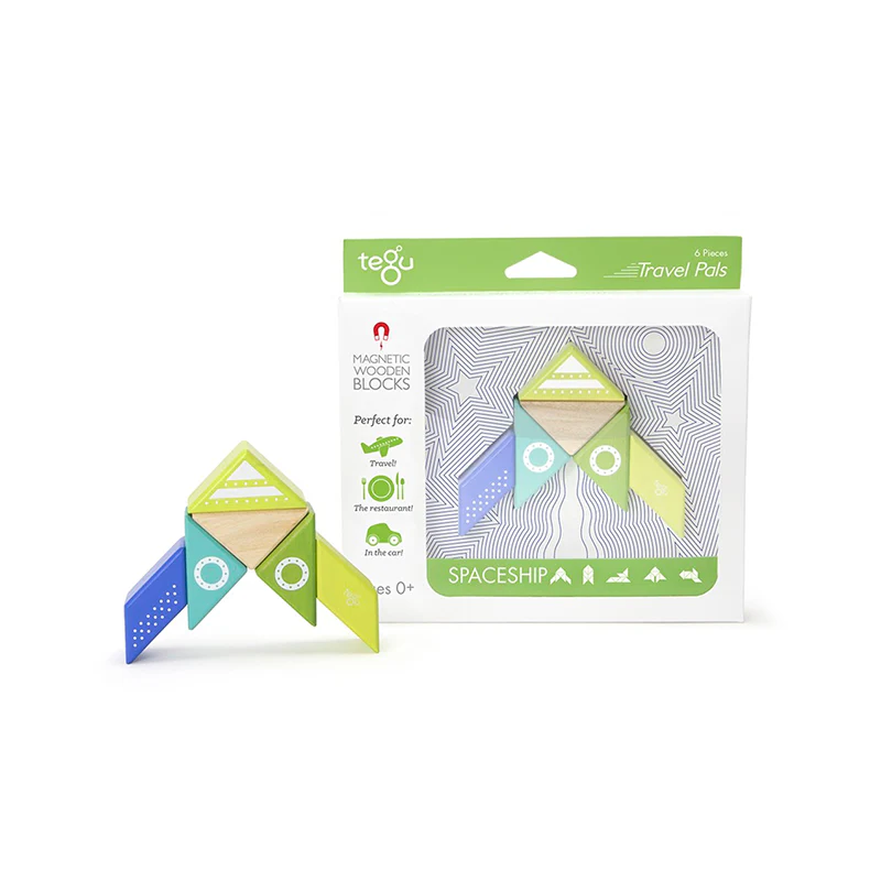 Tegu Travel Pals - Spaceship  Magnetic Wooden Blocks  6 pieces - Image 6