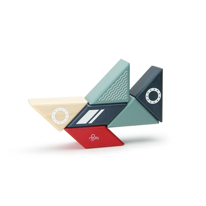 Tegu Travel Pals - Tugboat  Magnetic Wooden Blocks  6 pieces - Image 3