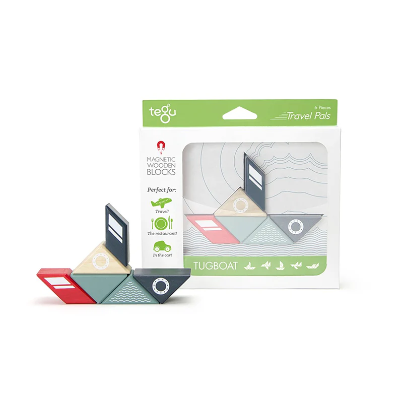 Tegu Travel Pals - Tugboat  Magnetic Wooden Blocks  6 pieces - Image 6